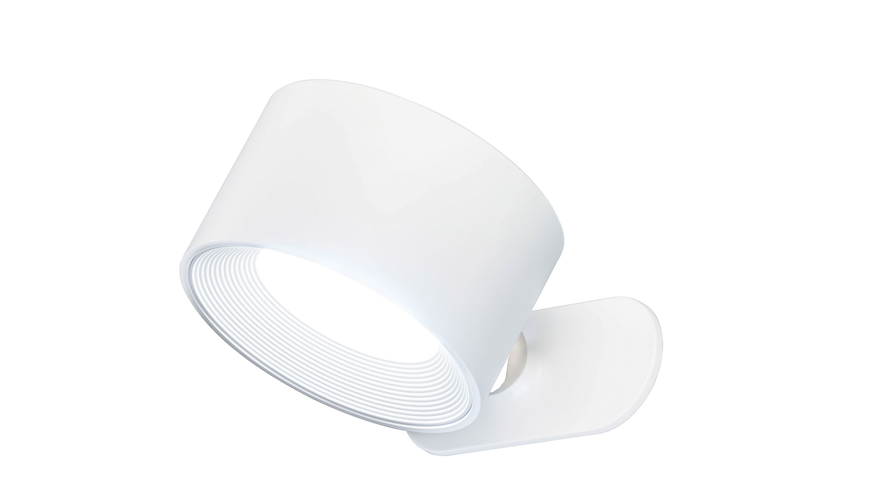 Runde weiße Akku-Leuchte mit mattierter Oberfläche und magnetischer Halterung