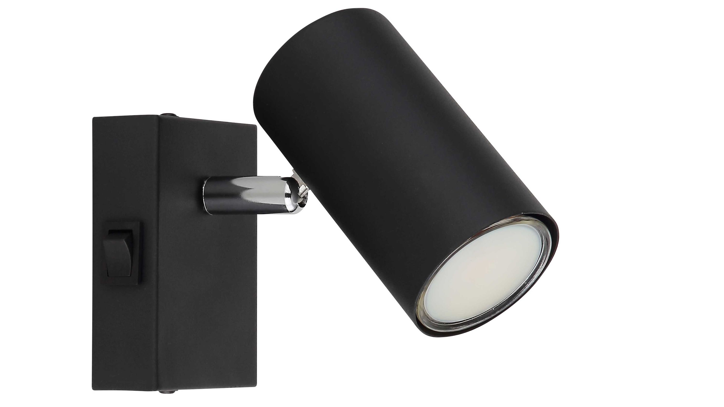 Schwarzer Strahler mit zylindrischem Spot und rechteckiger Wandhalterung