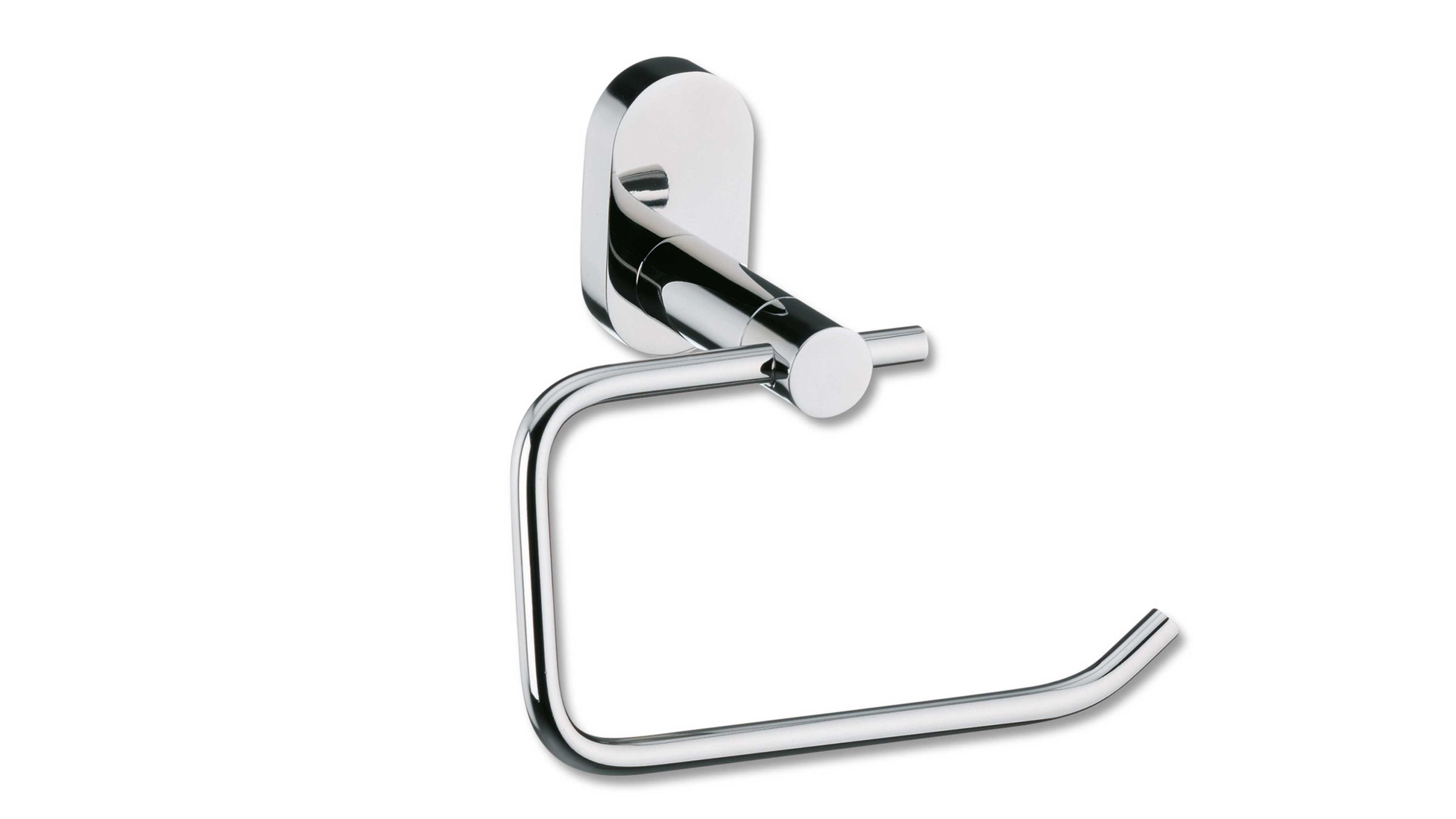 WC-Papierhalter aus poliertem Metall mit runder Wandhalterung und offenem Arm