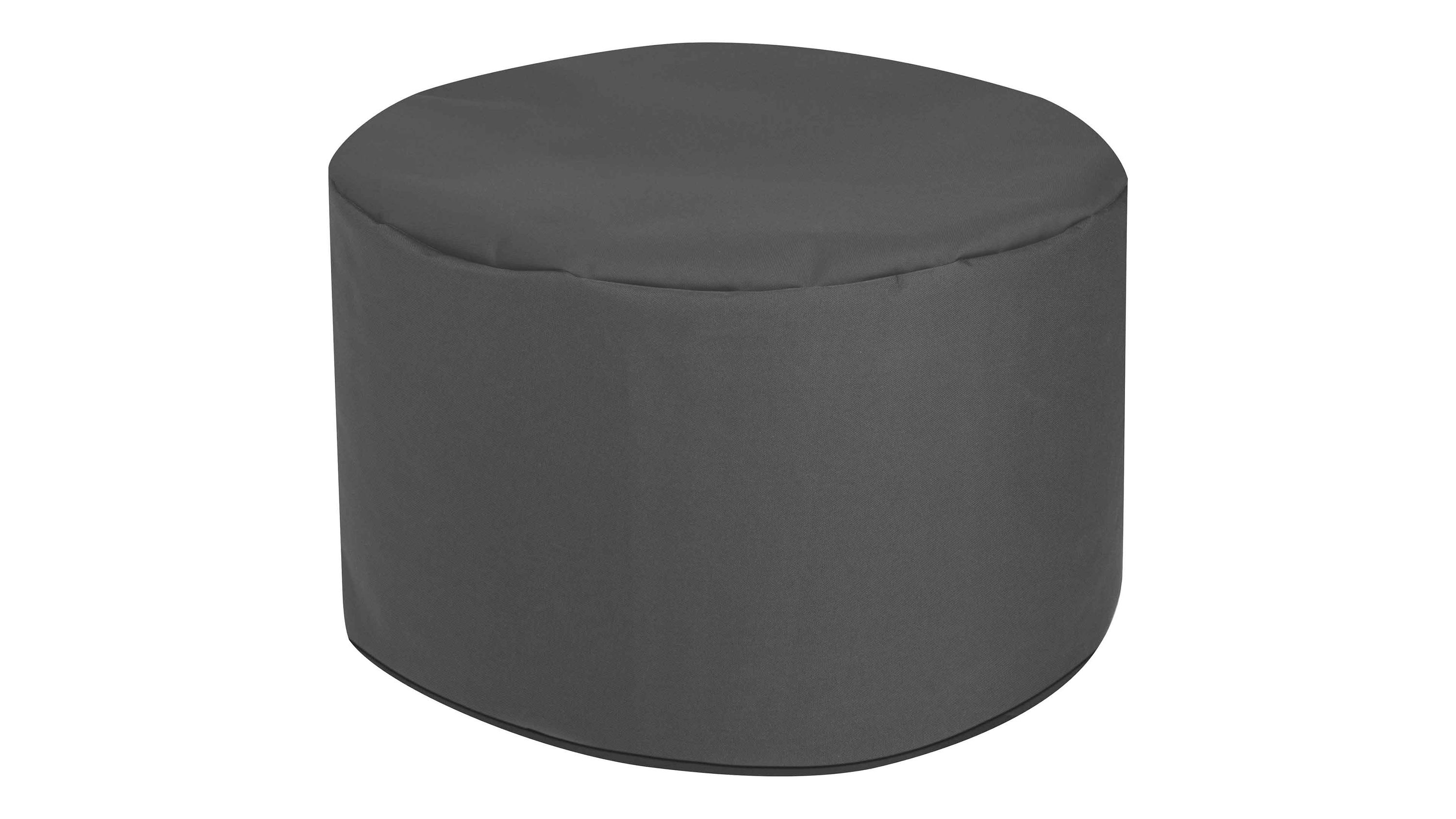 Runder Sitzsack-Hocker in anthrazit mit glatter Oberfläche