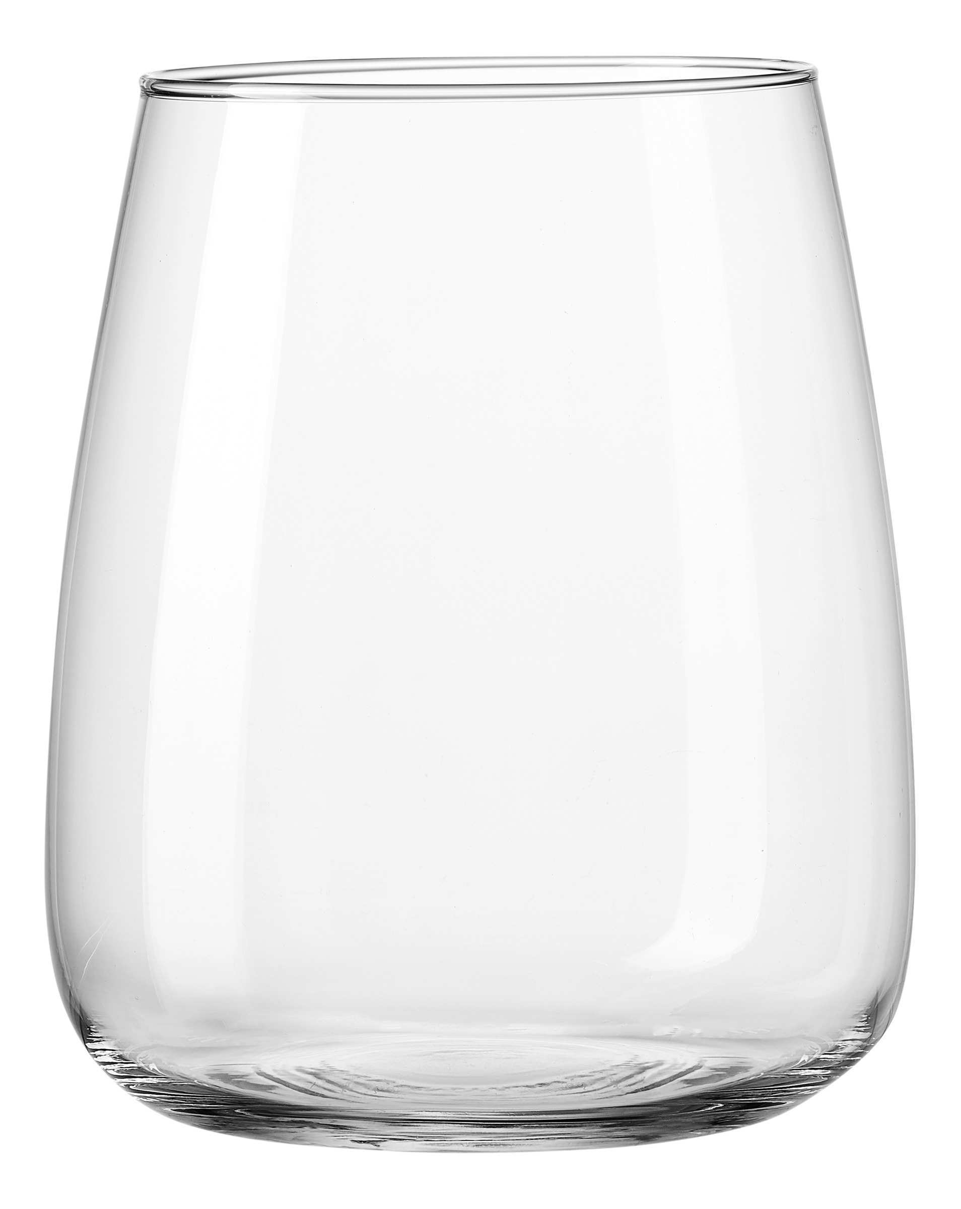 Klare Vase mit bauchiger Form und rundem Rand