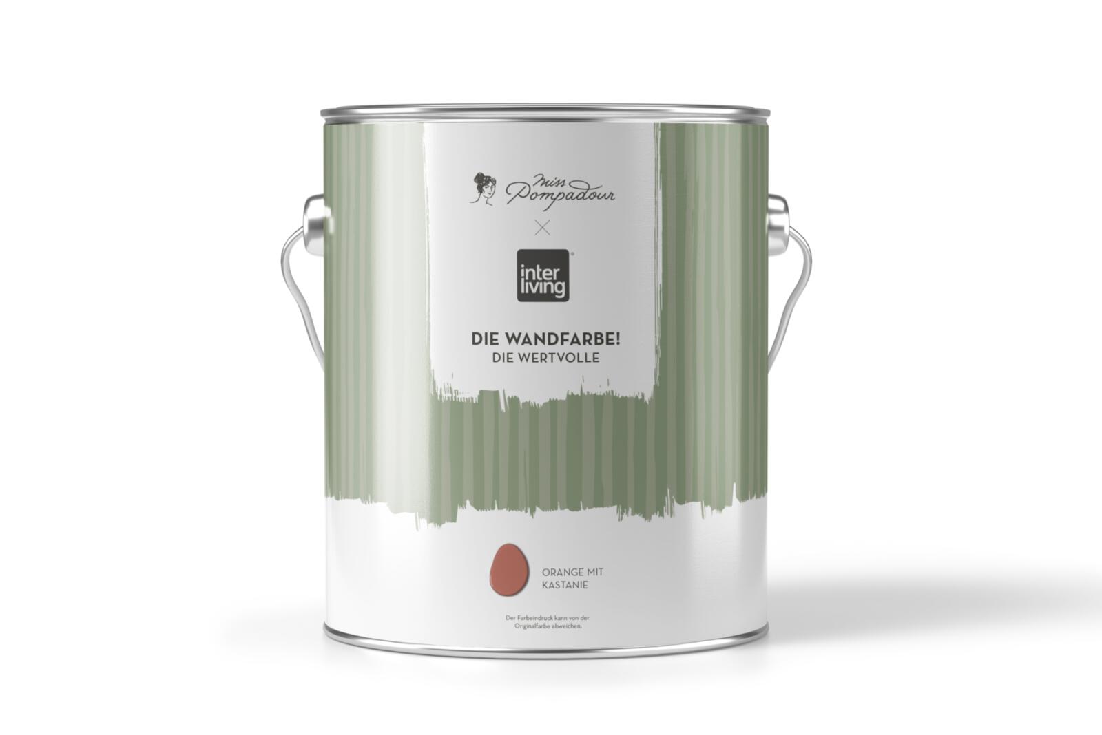 Wandfarbe im Farbeimer interliving x Miss Pompadour Die Wandfarbe Die Wertvolle Farbton Orange mit Kastanie