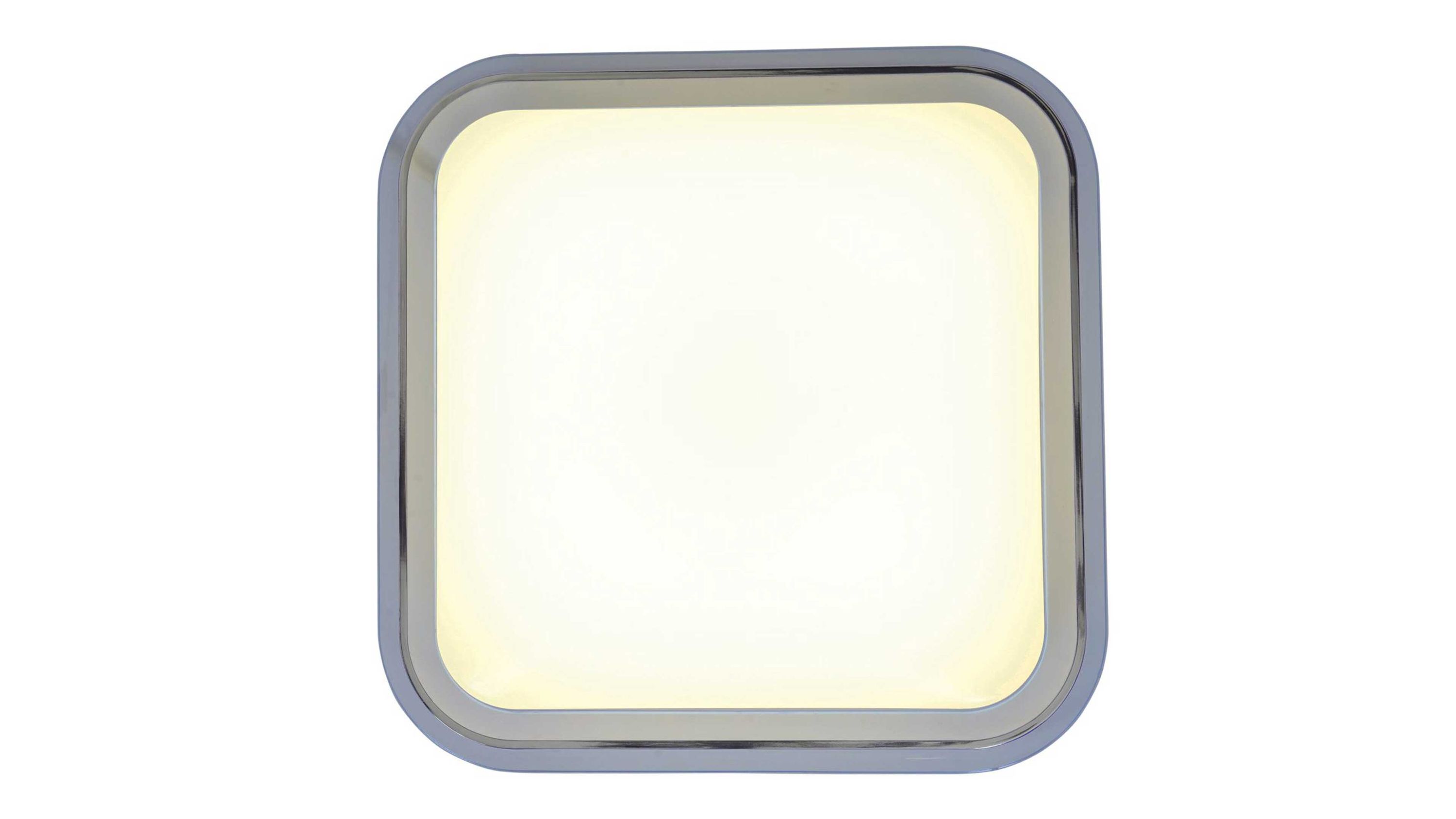 LED-Deckenleuchte quadratisch mit blauem Kunststoffrahmen Quadratische Deckenleuchte mit abgerundeten Ecken und blauem Rahmen aus Kunststoff