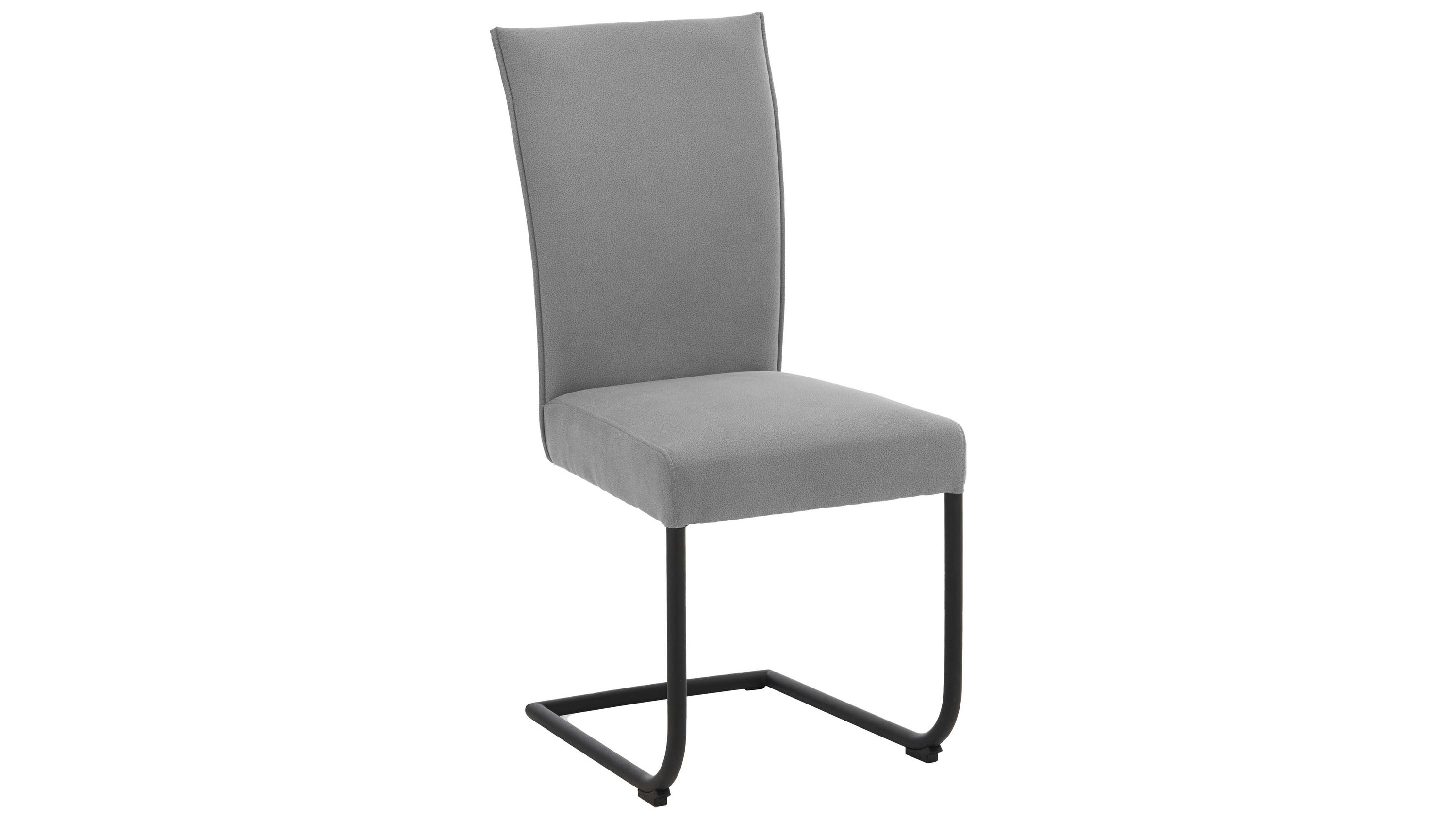 Schwingstuhl mit platingrauem Bezug und schwarzem Metallgestell