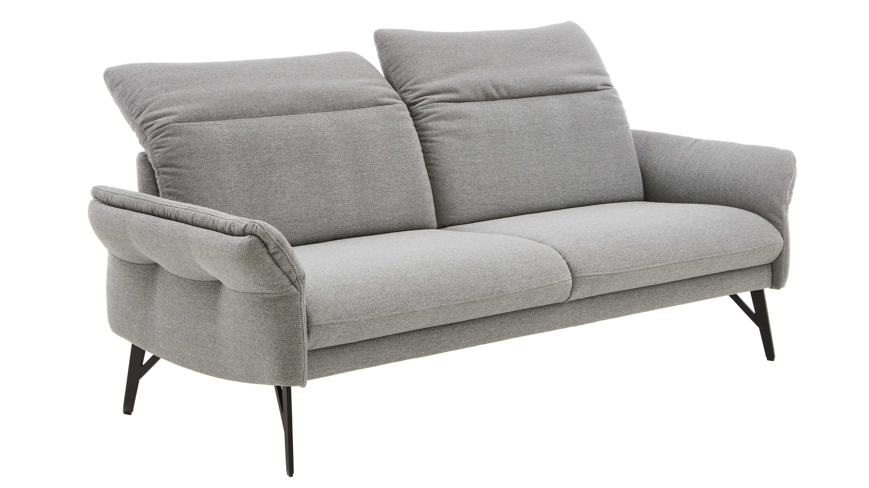 Zweisitziges Sofa mit Stoffbezug und Metallfüßen Zweisitziges Sofa mit gletscherfarbenem Stoffbezug und anthrazitfarbenen Metallfüßen