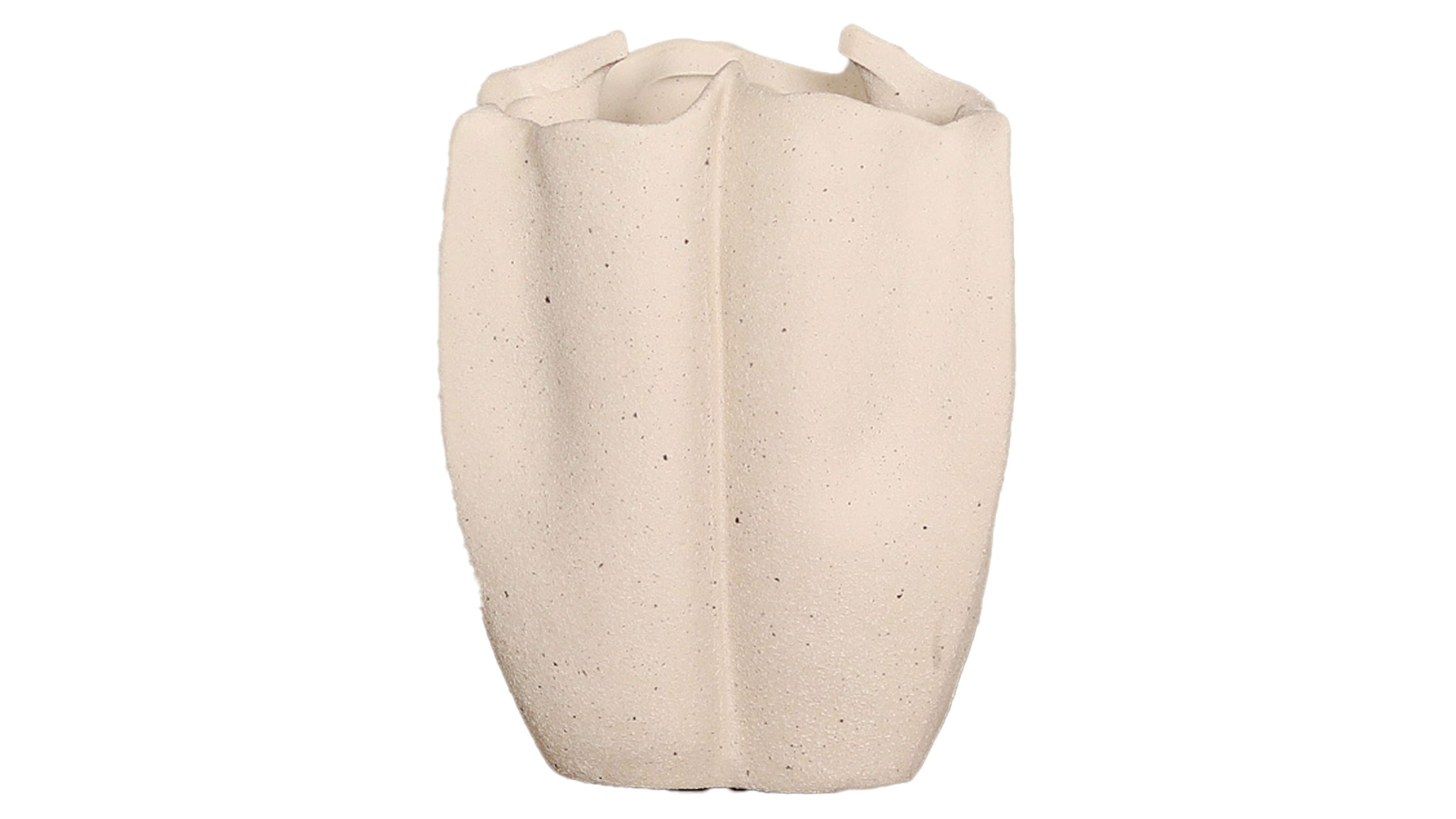 Cremefarbene Vase mit unregelmäßiger organischer Form und strukturierter Oberfläche