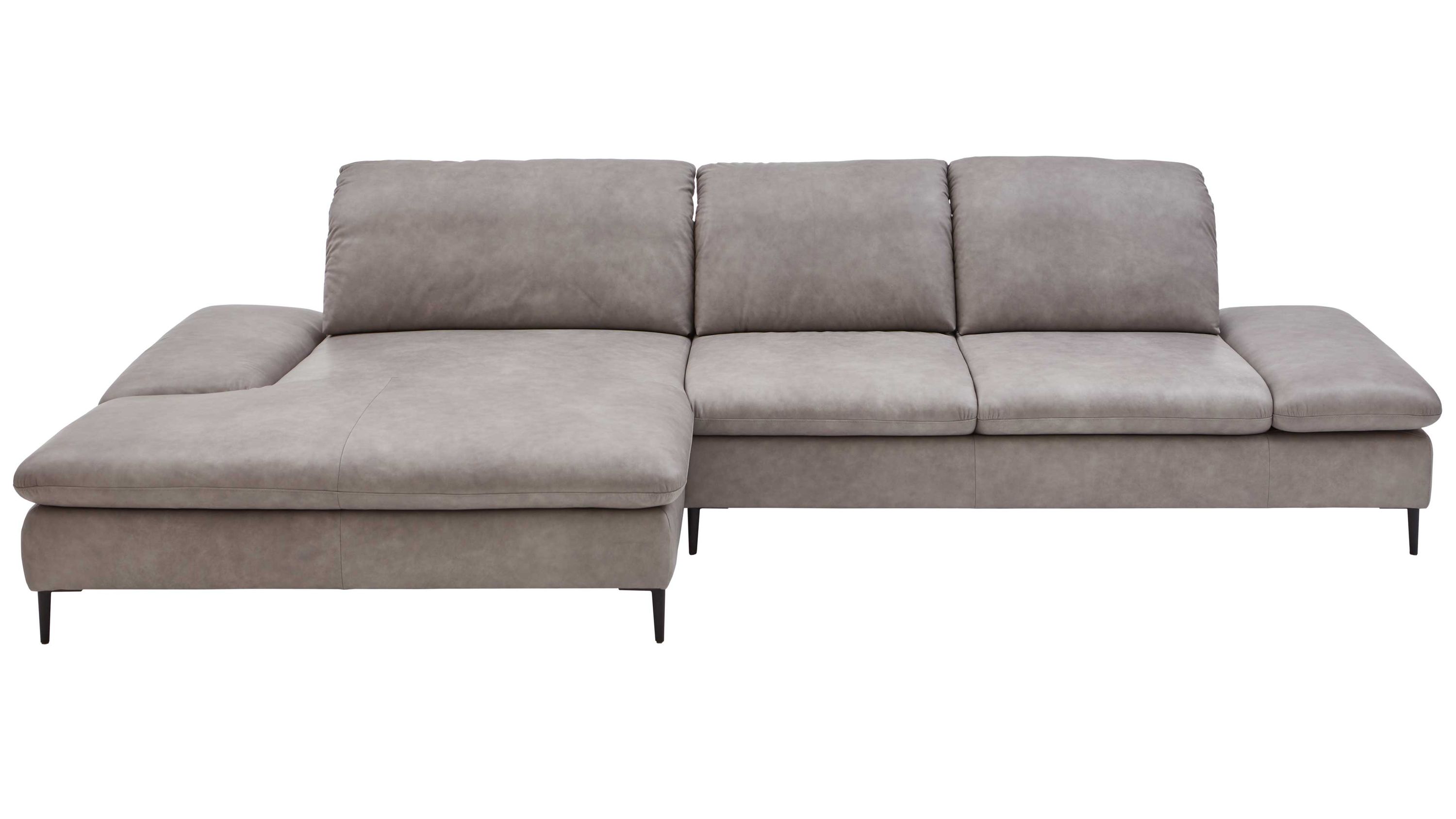 W.SCHILLIG Polsterserie Select Venus plus - Ecksofa mit Sitztiefenverstellung hellgraues Leder Z69-22 - Stellfläche ca. 181 x 349 cm
