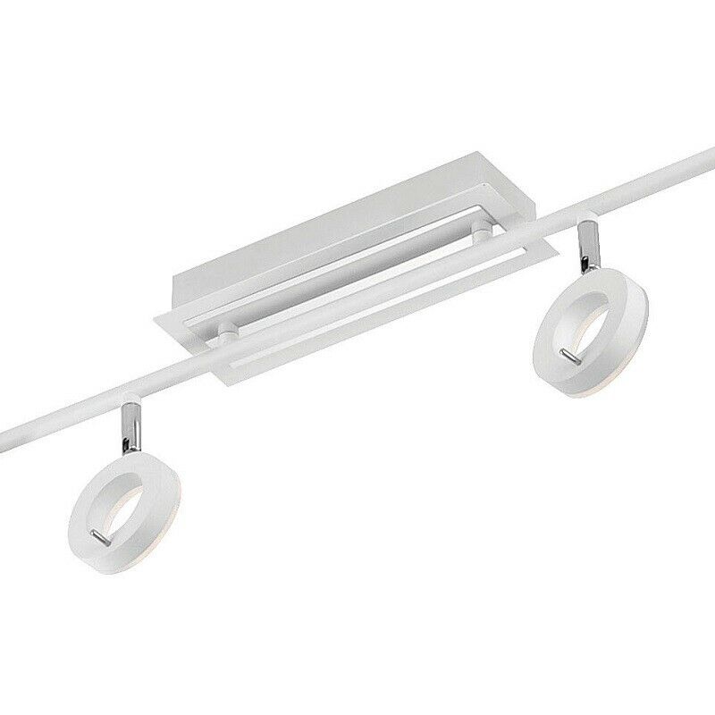 Deckenlampe mit zwei verstellbaren Spots auf rechteckiger Basis  auf weißem Hintergrund