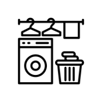 Icon mit Waschmaschine und Regalen als Symbol für Hauswirtschaftsraum und Ordnung. Icon mit Waschmaschine und Regalen als Symbol für Hauswirtschaftsraum und Ordnung.