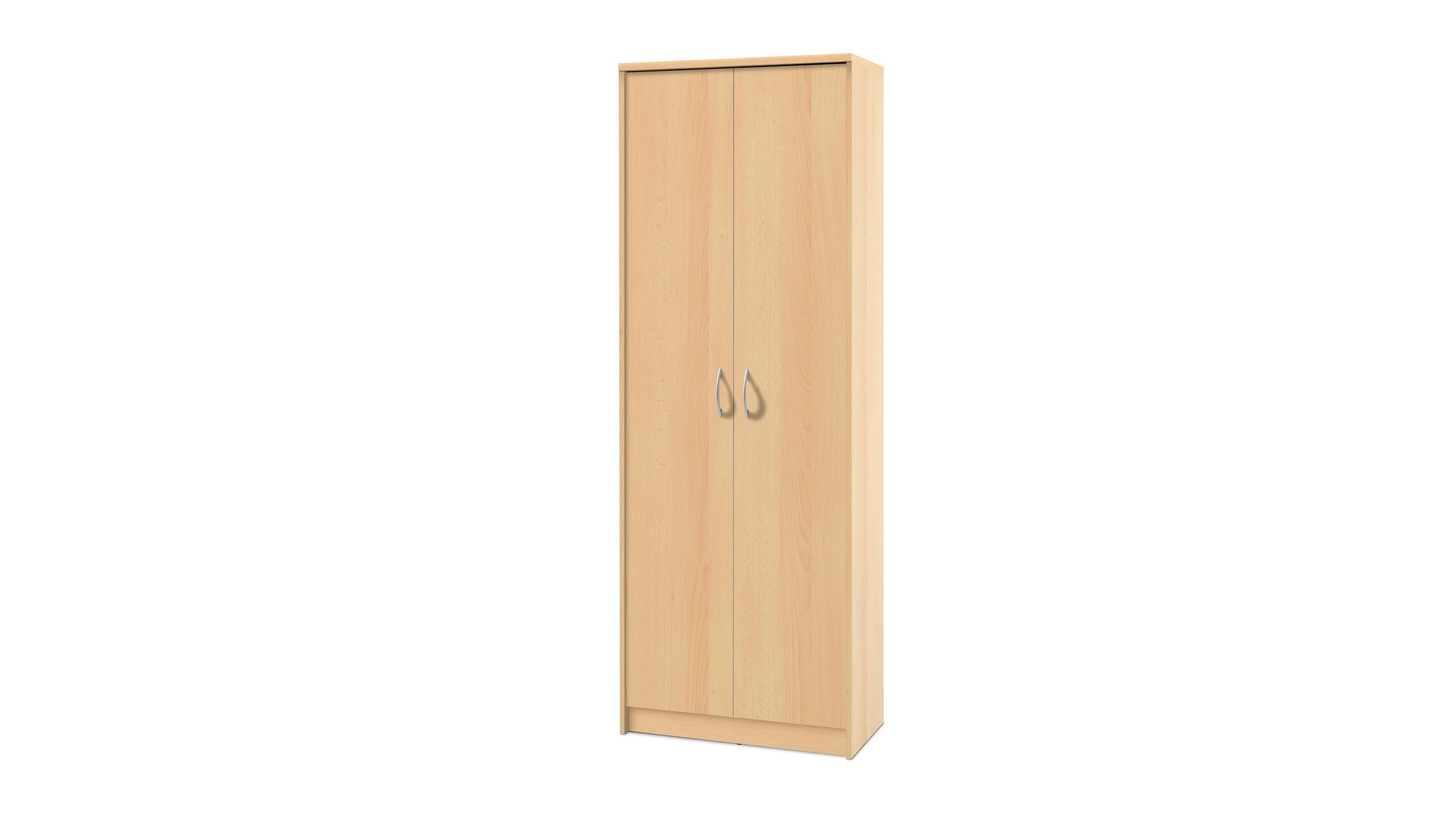 Schmaler Aktenschrank mit zwei Türen und buchefarbener Oberfläche