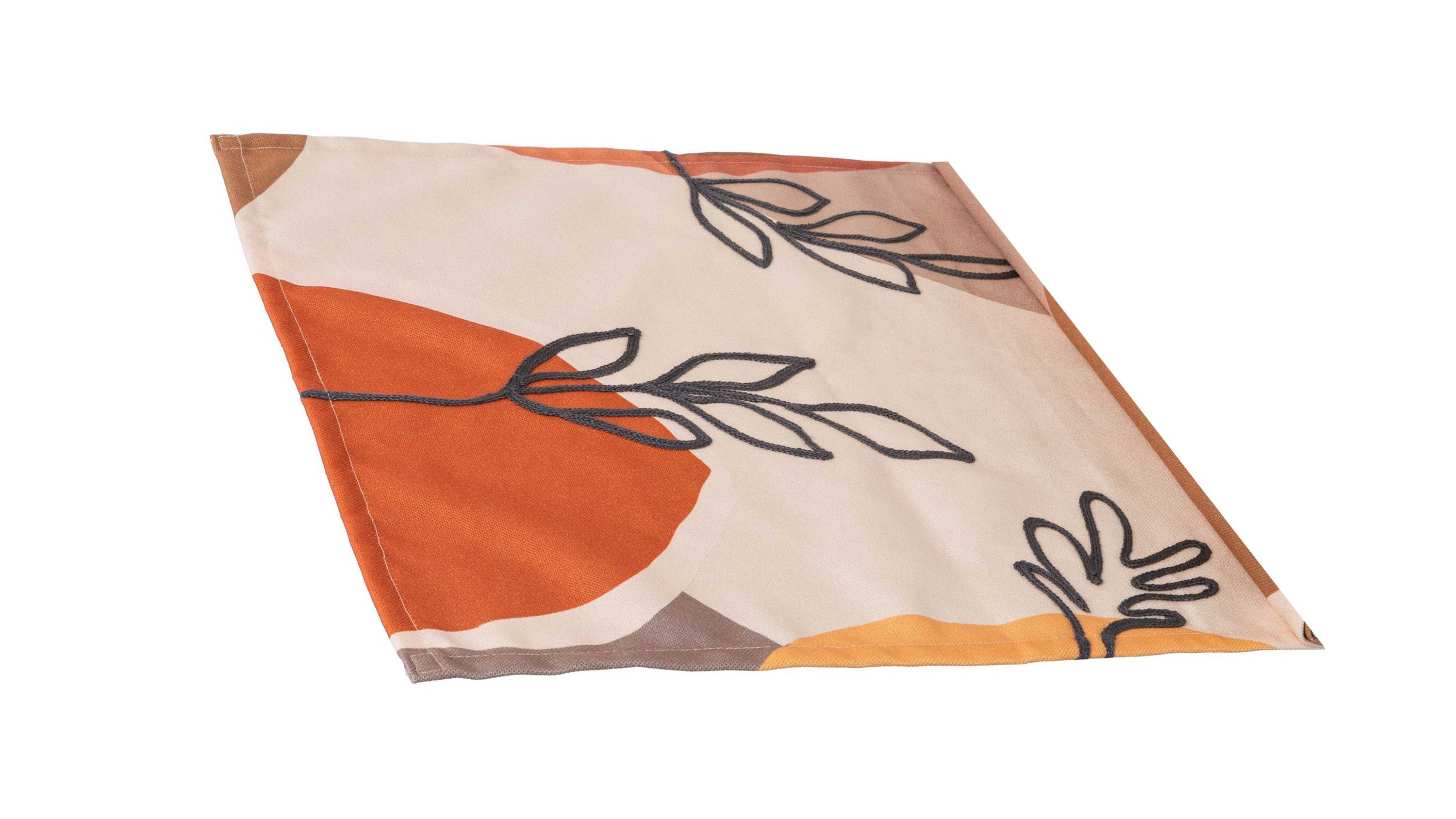 Rechteckiges Platz-Set mit abstraktem Muster in Orange Beige Braun und Schwarz