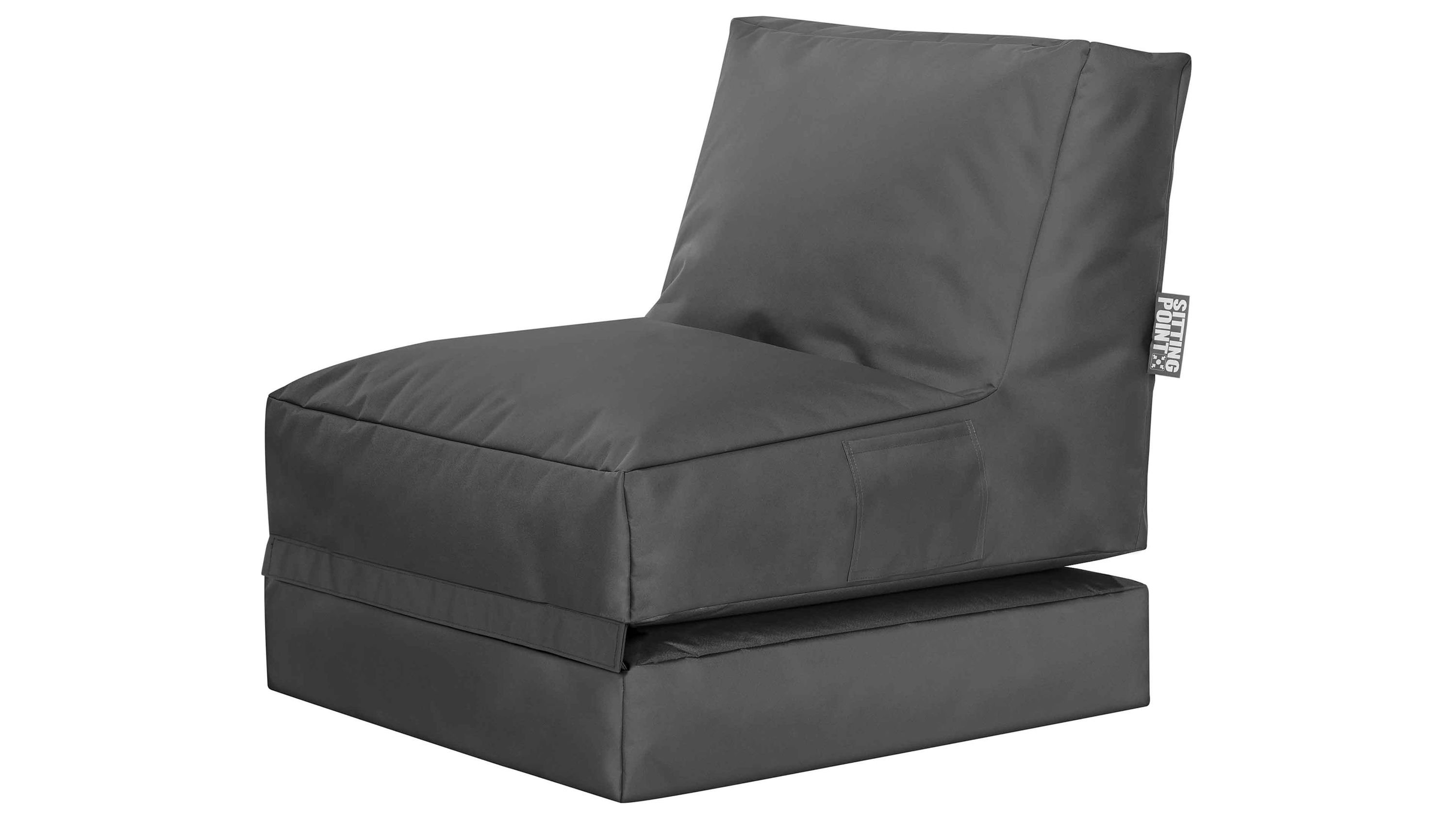 Anthrazitfarbener Sitzsack mit Rückenlehne und rechteckiger Form