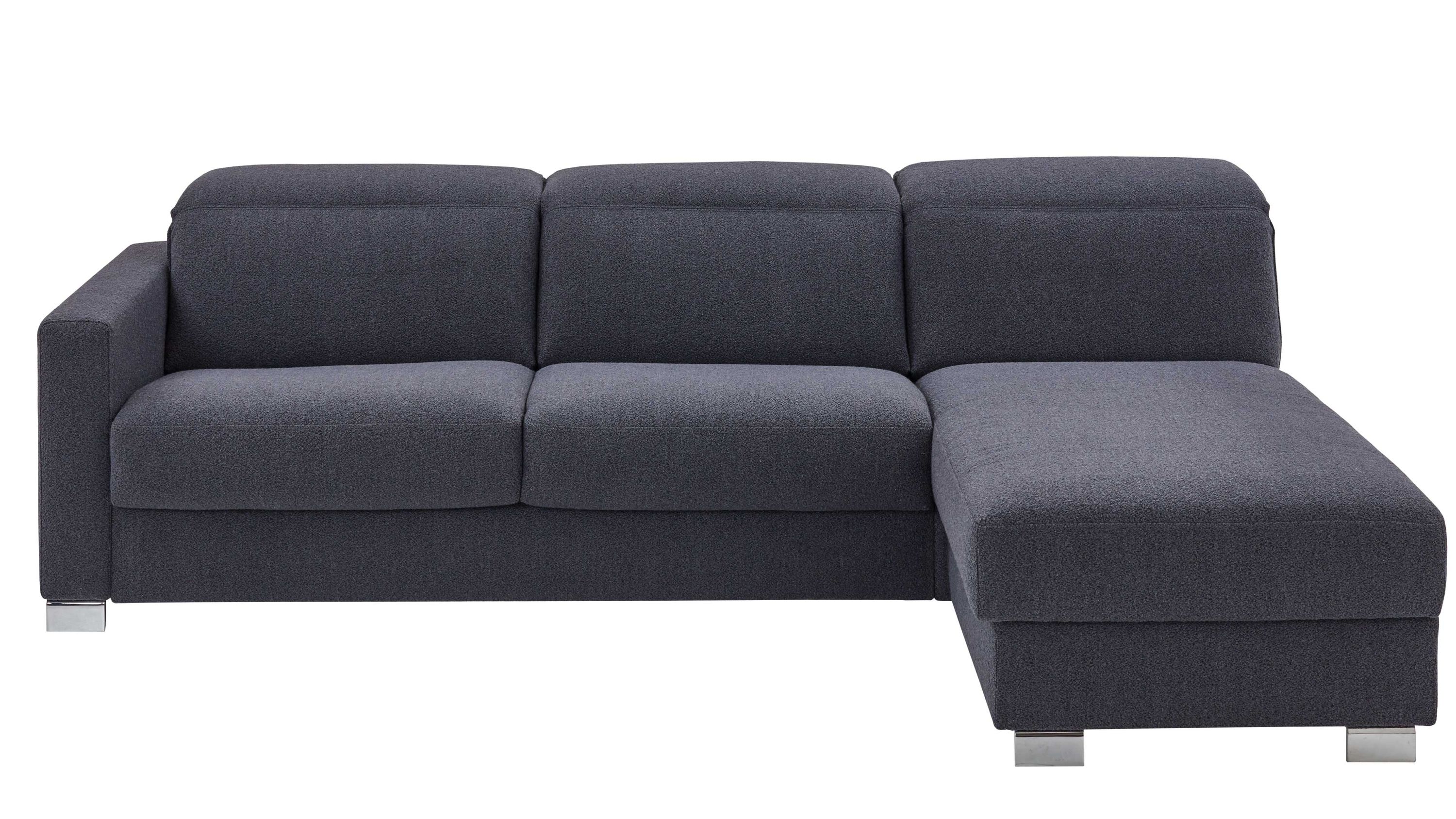Ecksofa mit blaugrauem Stoffbezug und Metallfüßen