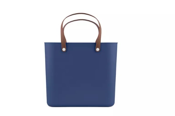 Dunkelblaue Albula Tasche mit braunen Griffen
