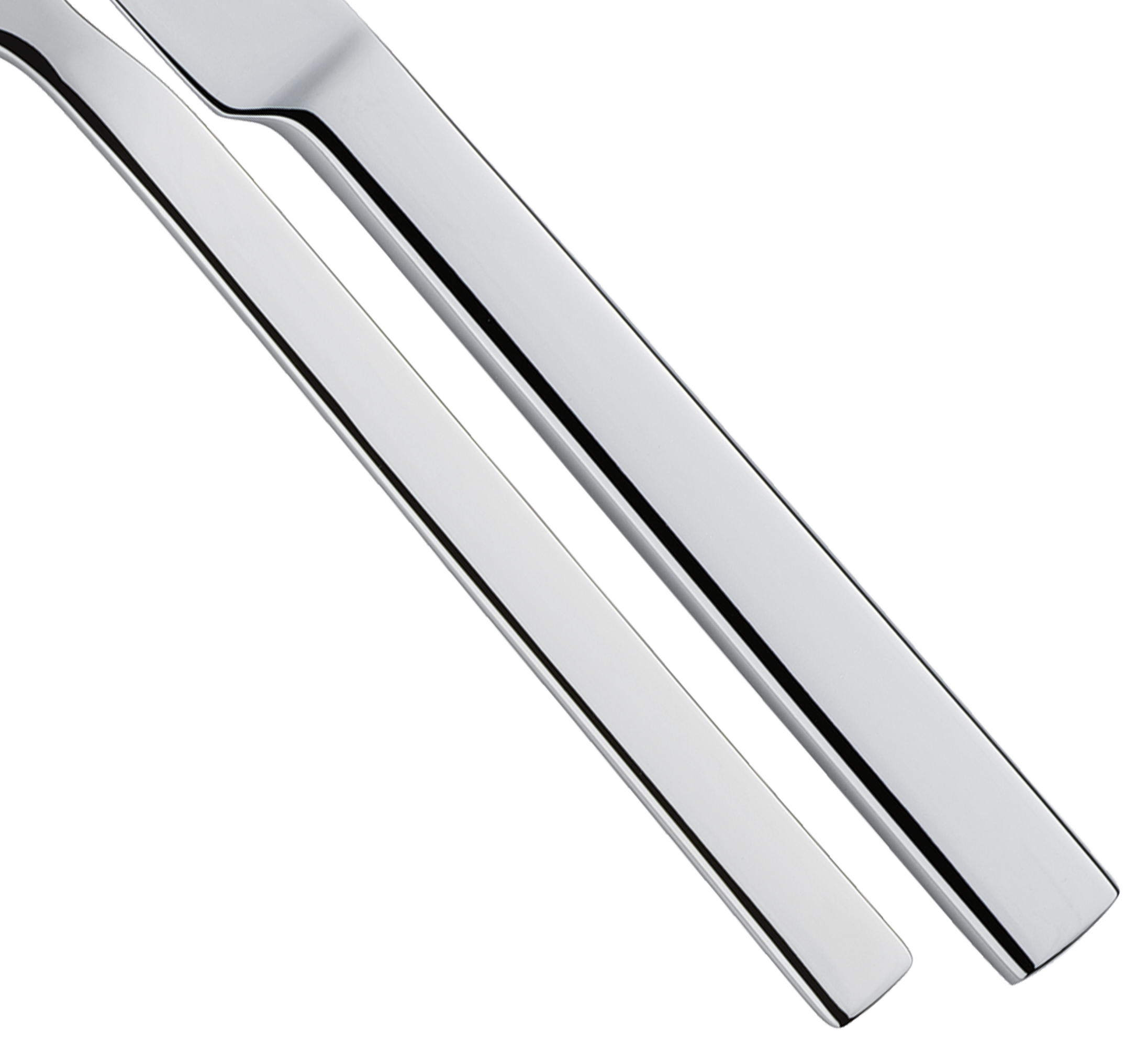 Griffenden von zwei silbernen Besteckteilen mit geraden Kanten