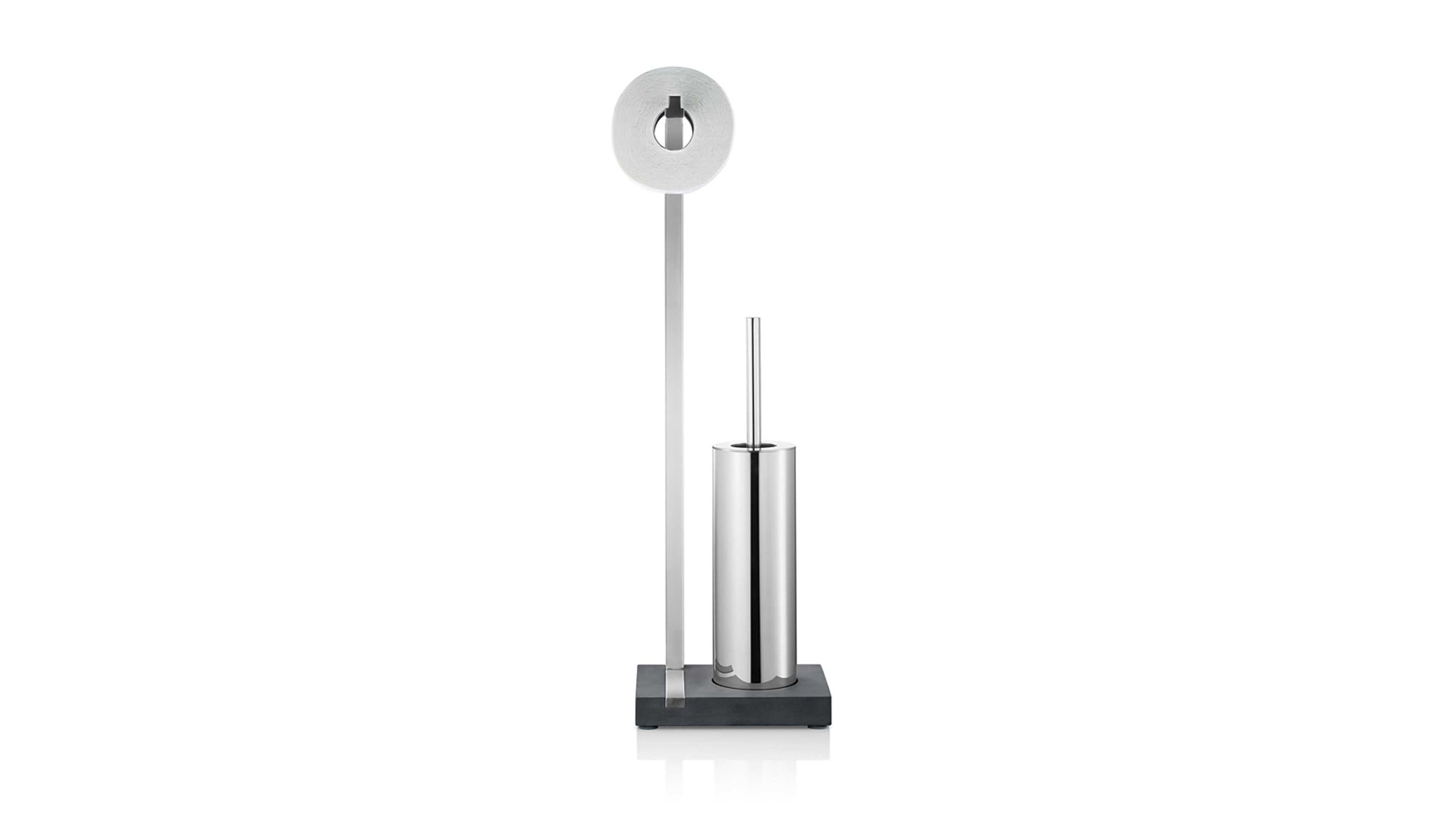 blomus WC-Butler Menoto polierter Edelstahl & schwarzer Polystone