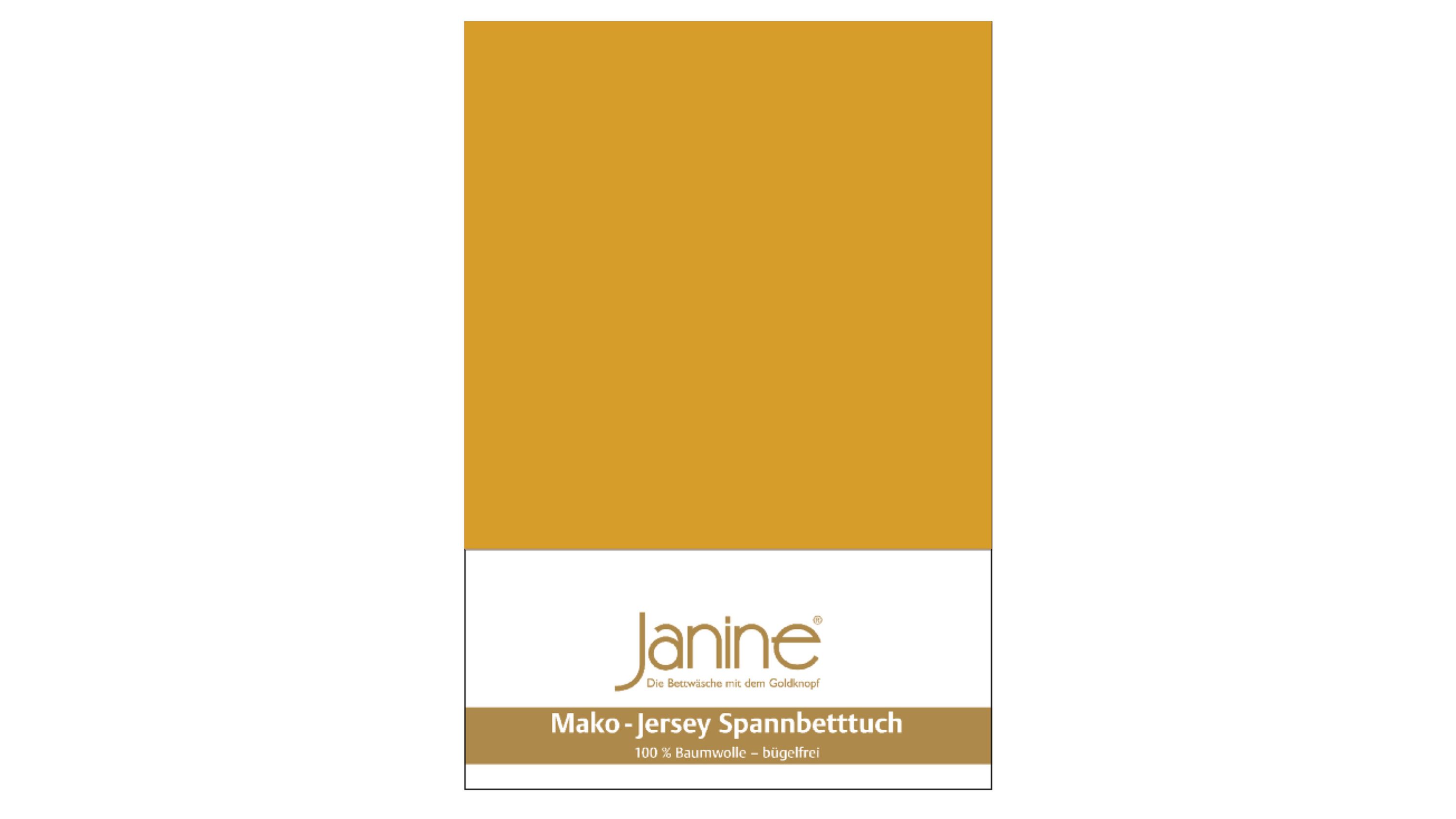 Spannbettlaken in honigblonder Farbe mit weißer Verpackung und Markenaufdruck
