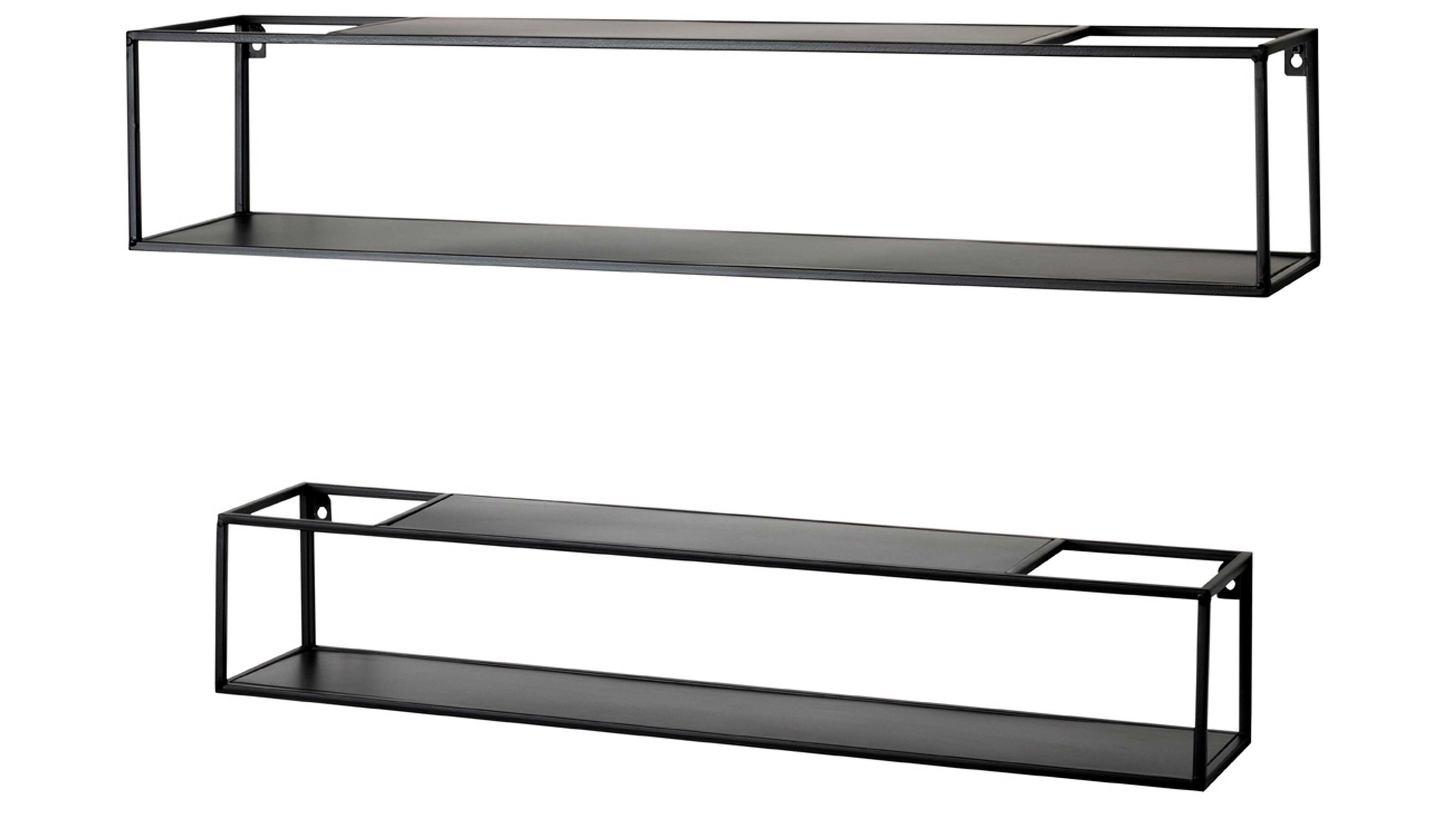 Wandregal-Set schwarzes Metall - zweiteilig
