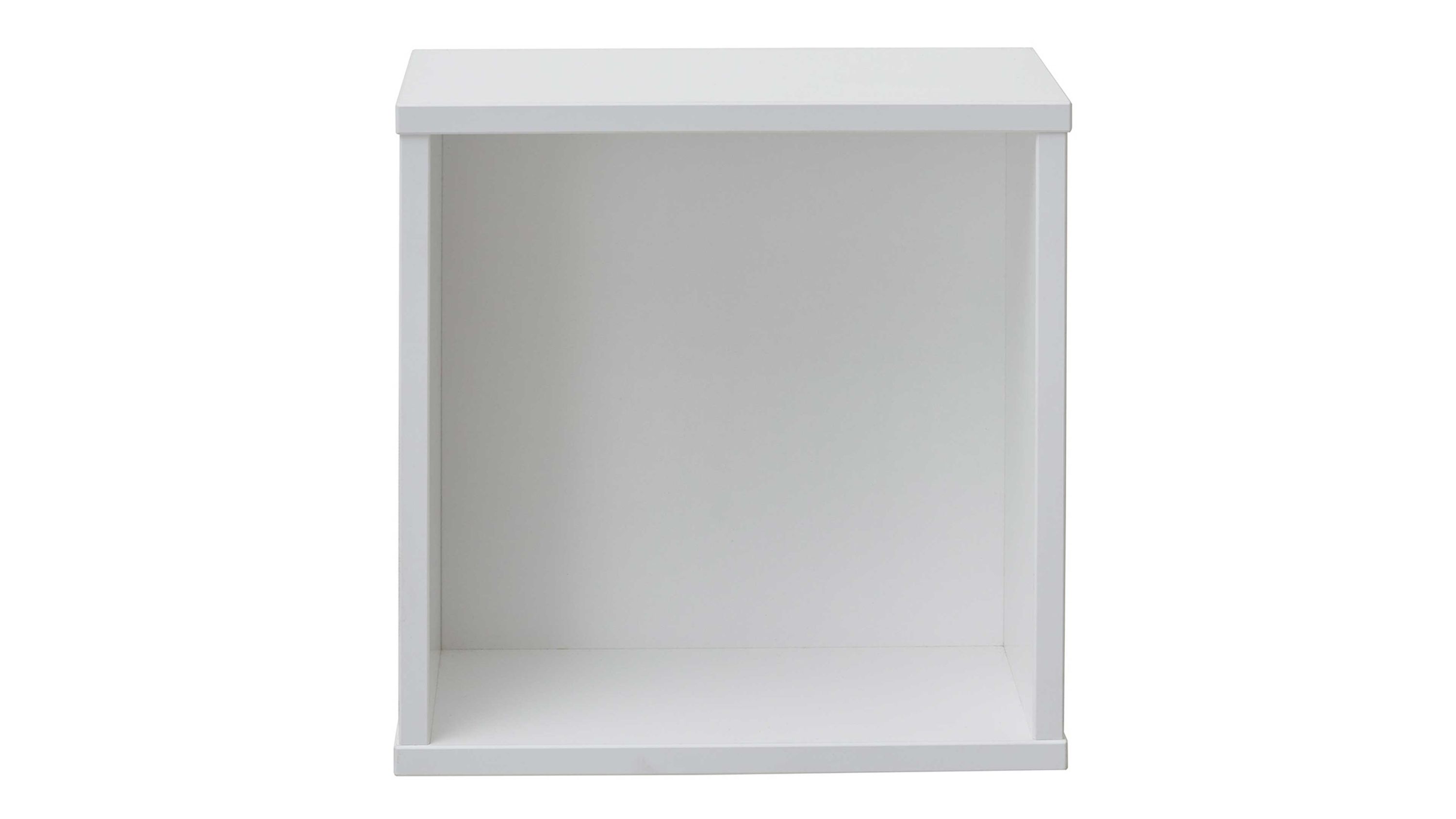 Weiße quadratische Wandbox mit offenem Fach