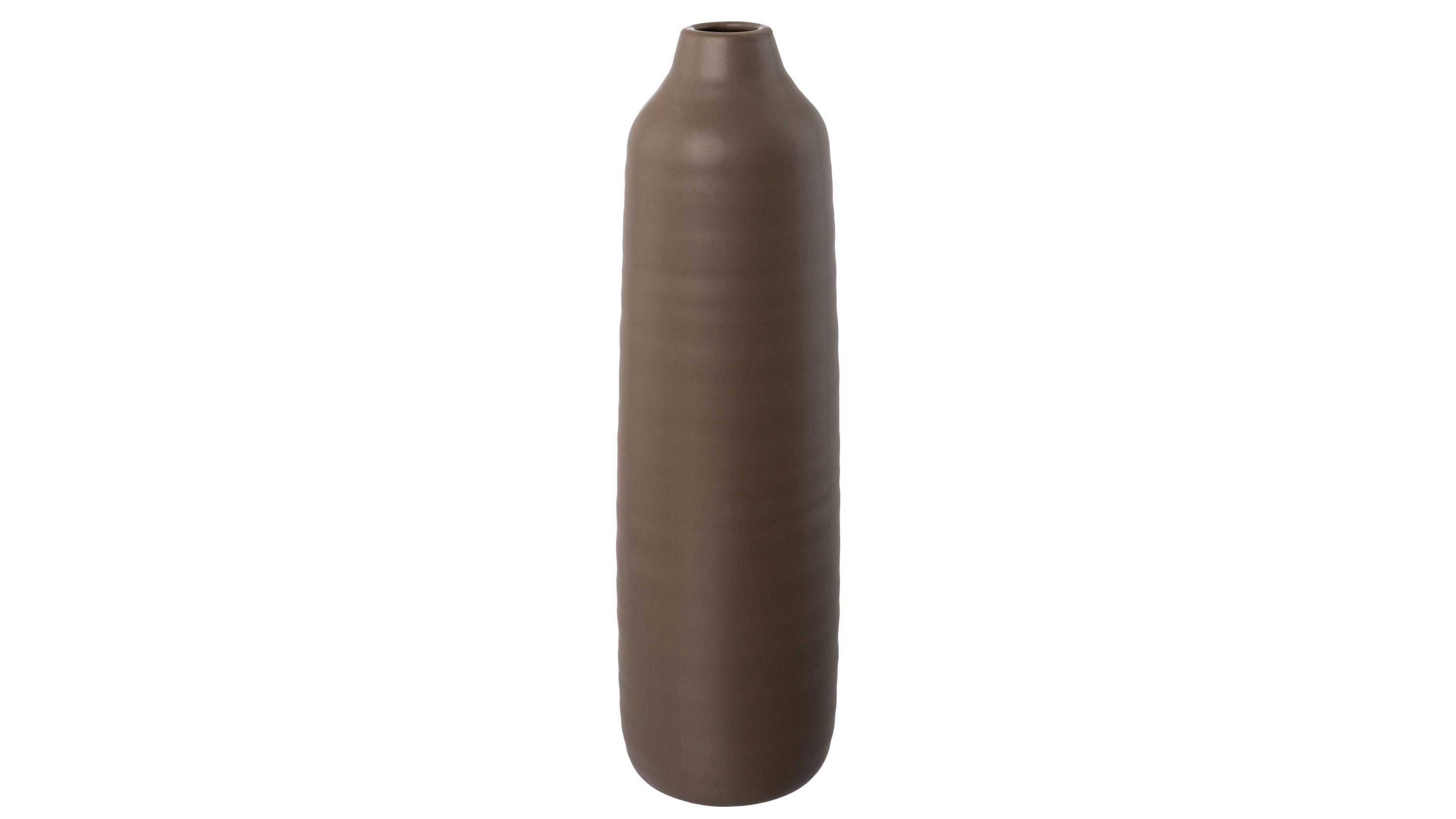 Schlanke kaffeebraune Vase mit schmalem Hals Hohe schlanke Vase mit schmalem Hals in kaffeebrauner Farbe