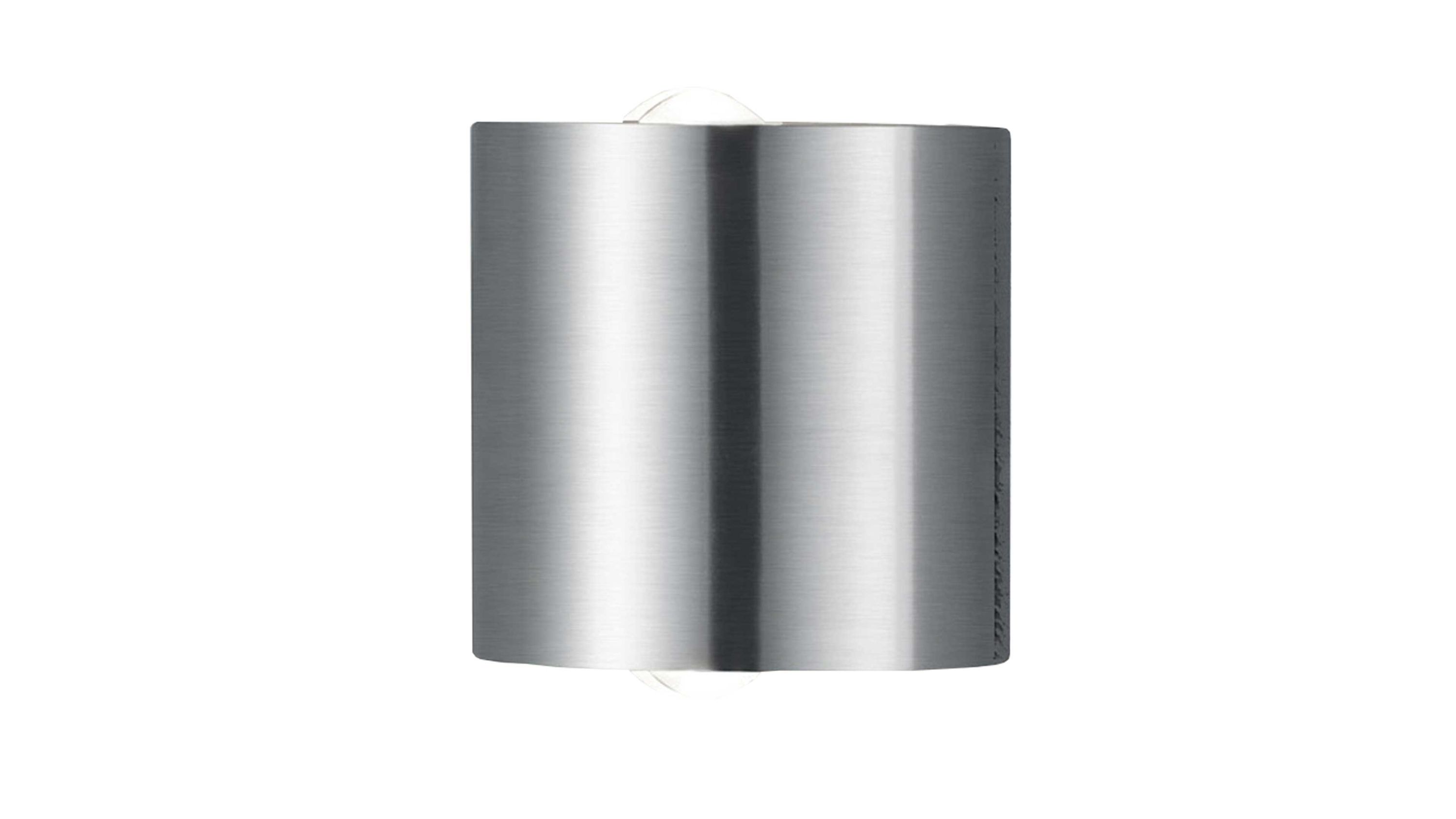 Zylindrische Wandleuchte in mattem Silber mit glatter Oberfläche