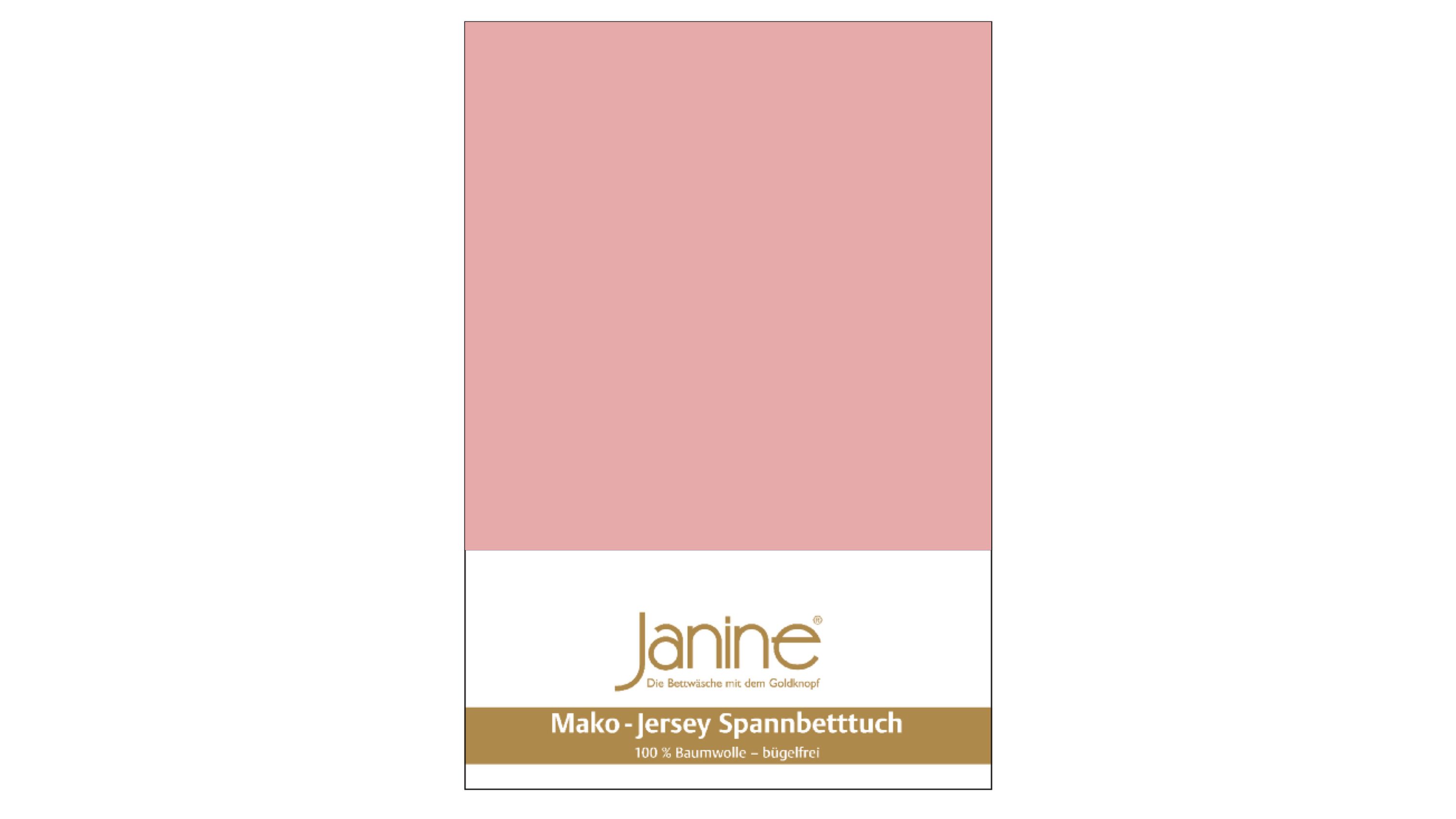 Spannbettlaken in einfarbigem zartem Rosa mit Verpackung und Markenaufdruck