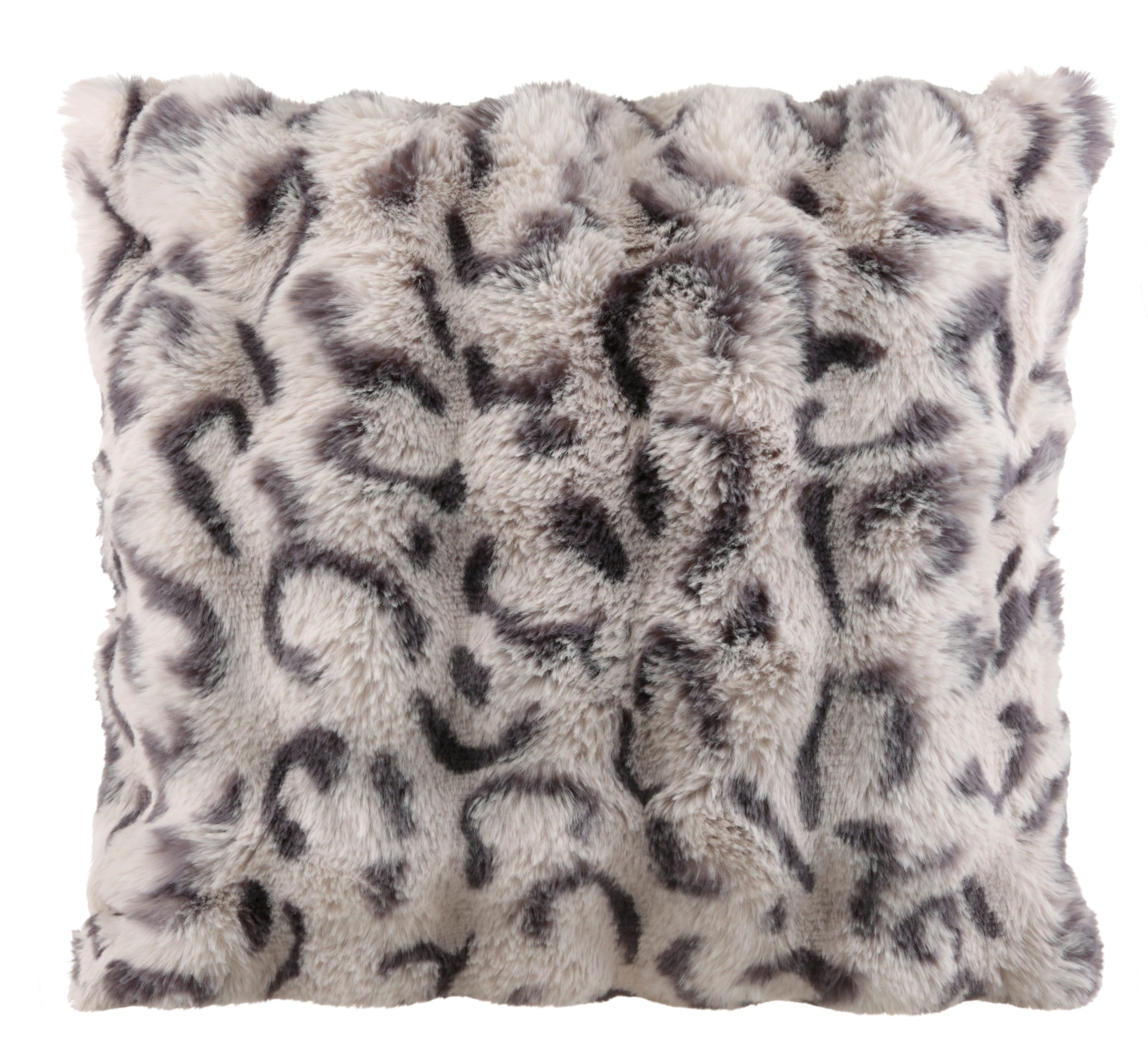 Quadratische Kissenhülle mit flauschiger Oberfläche und grauem Muster