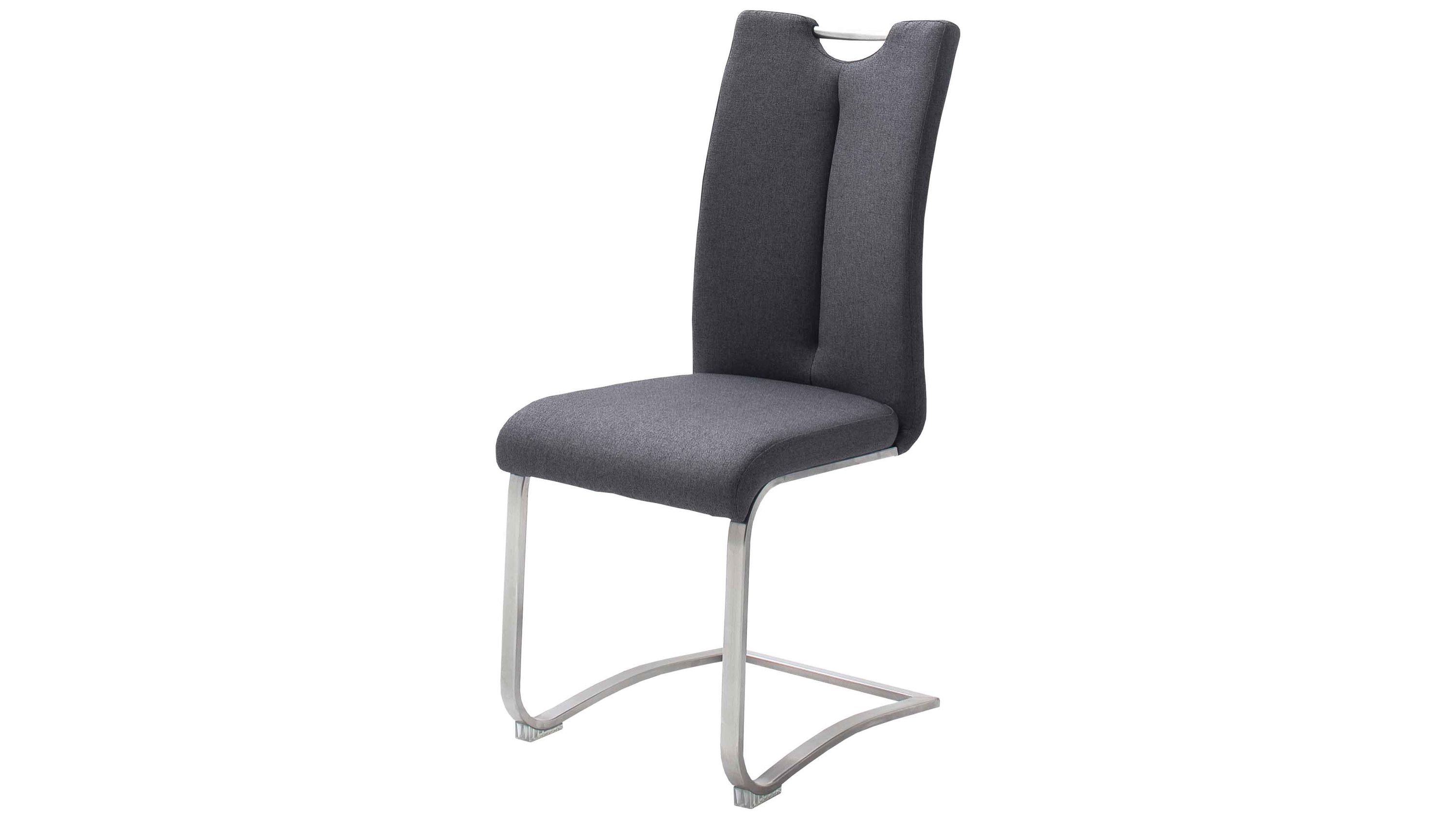 Schwingstuhl mit anthrazitfarbenem Bezug und Metallgestell Schwingstuhl mit anthrazitfarbenem Stoffbezug und gebogenem Metallgestell