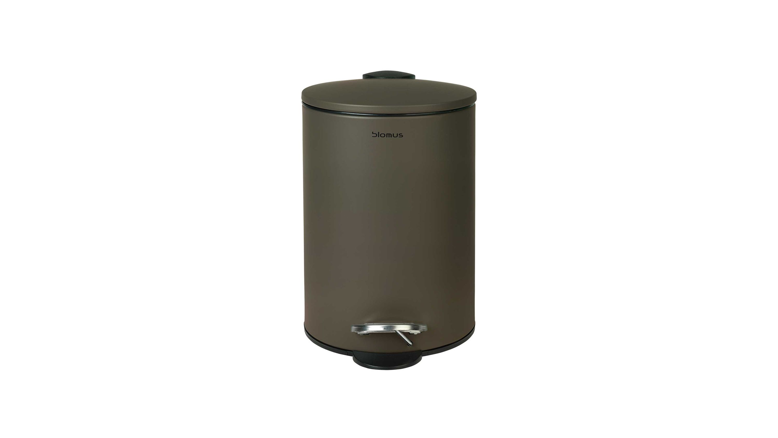 Kosmetikeimer rund mit Fußpedal in asphaltgrau Runder Kosmetikeimer mit Deckel und Fußpedal in asphaltgrauer Farbe