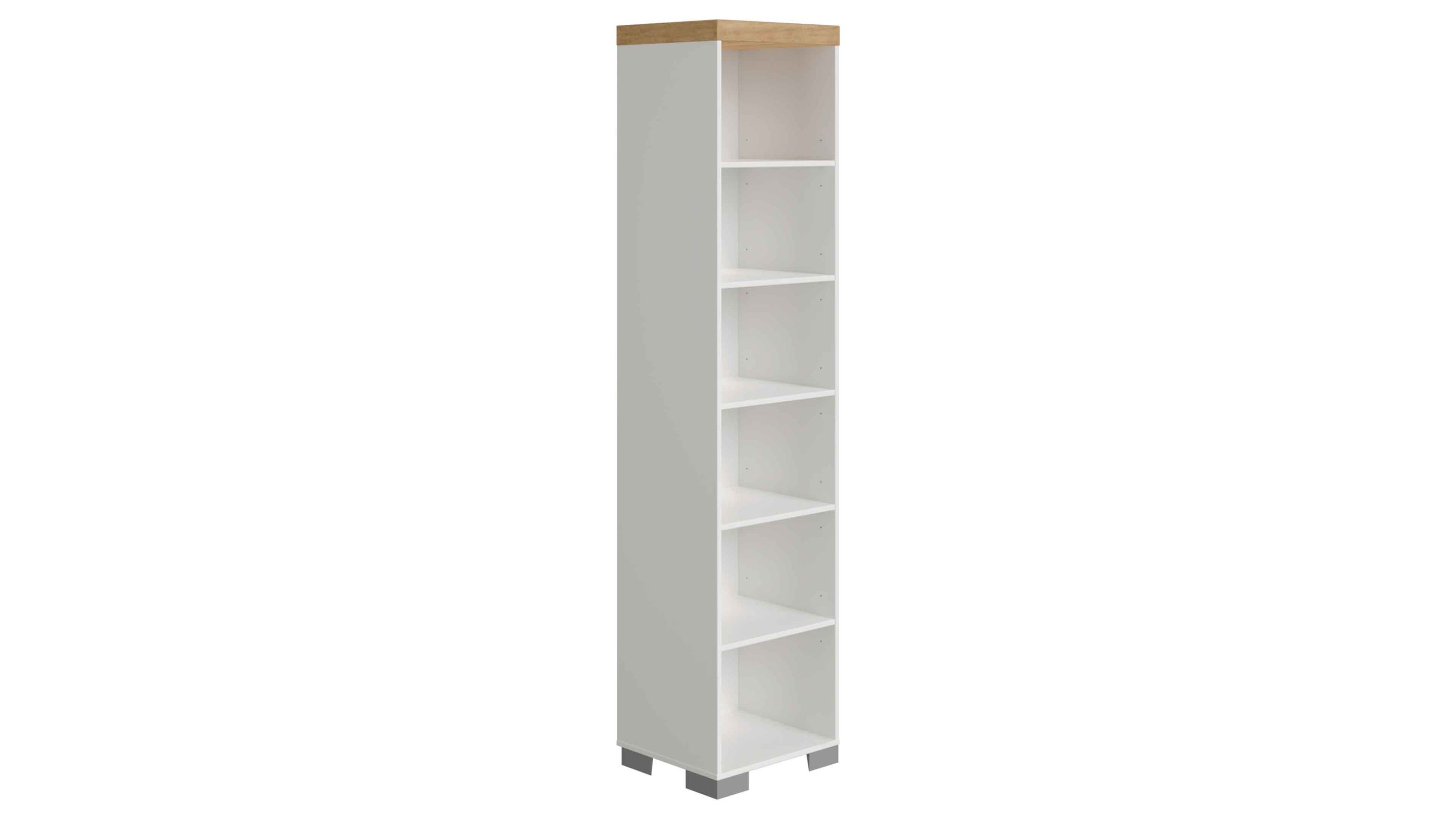 PAIDI Kira  Regal Eiche Nebraska & Kreideweiß - sechs Fächer, Höhe ca. 206 cm
