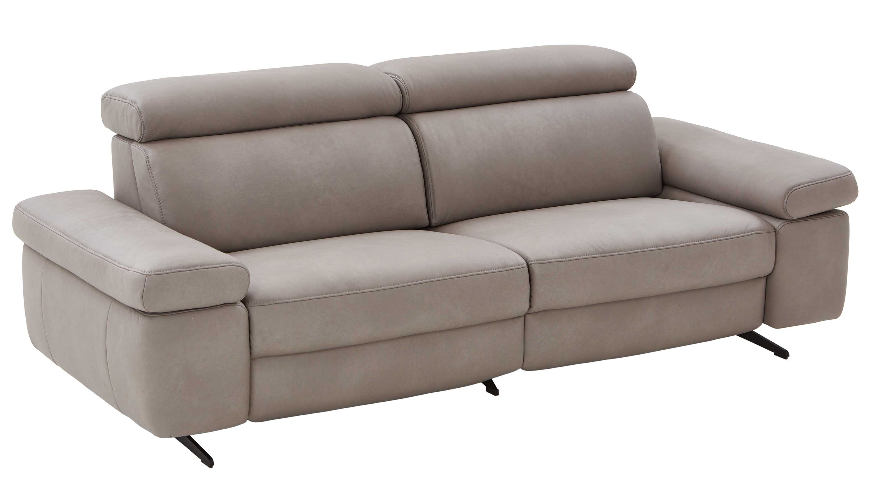 25-Sitzer Sofa mit verstellbaren Kopfstützen in stahlgrauer Farbe und Metallkufen