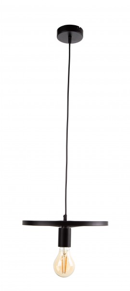 Moderne schwarze Pendelleuchte Schwarze Pendelleuchte mit sichtbarer Glühbirne, hängend von der Decke, minimalistisch gestaltet