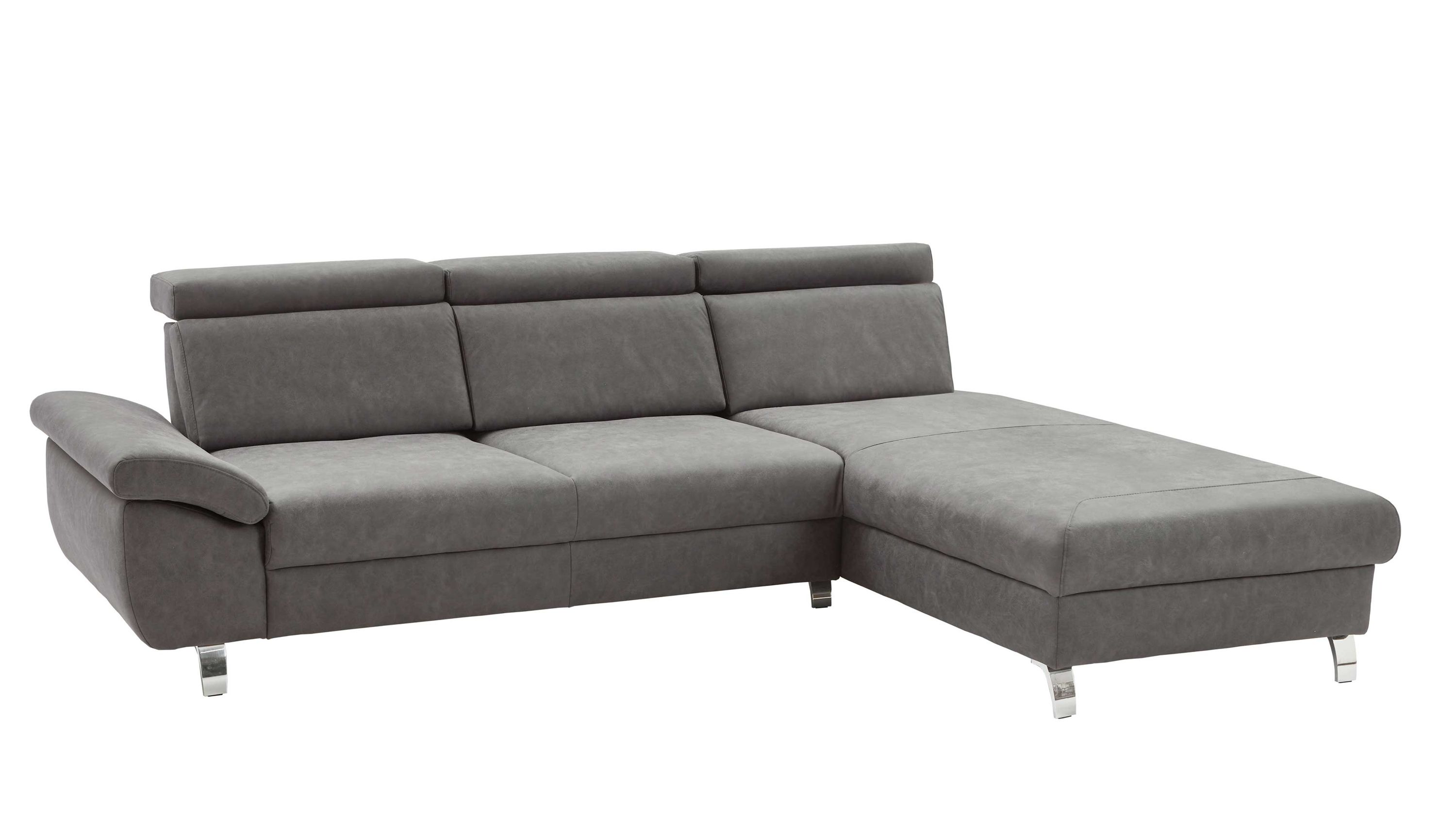 Ecksofa mit verstellbaren Kopfstützen und anthrazitfarbenem Stoffbezug