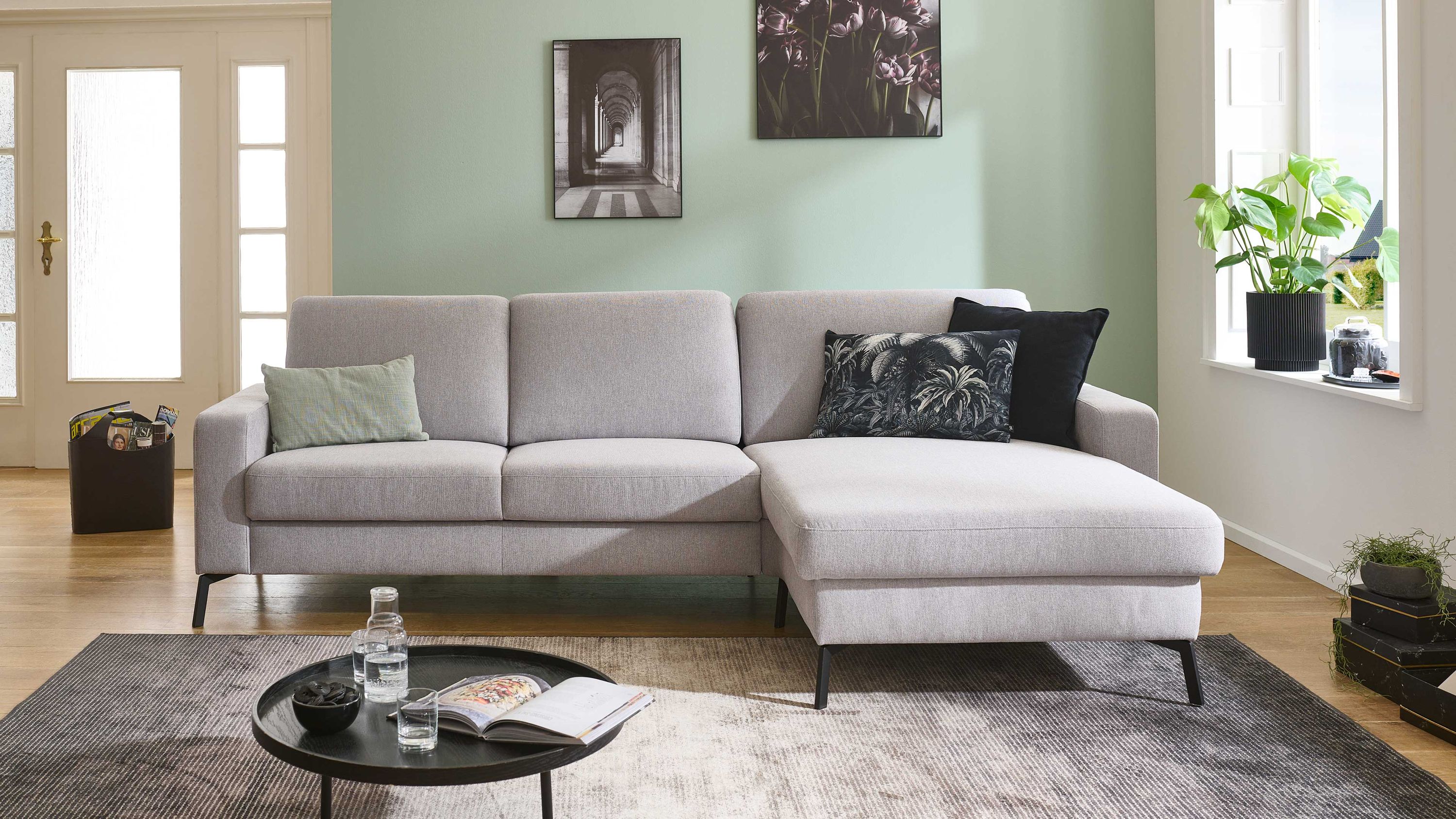COMFORT SMART Anuk - Ecksofa hellgrauer Bezug Simply Clean  Stellfläche ca. 241 x 166 cm
