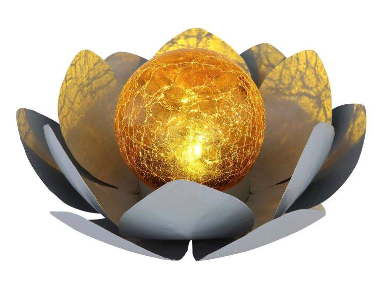GLOBO Handels Solarleuchte Glas Grau Metall Außenbereich 25 x 25 x 9 cm