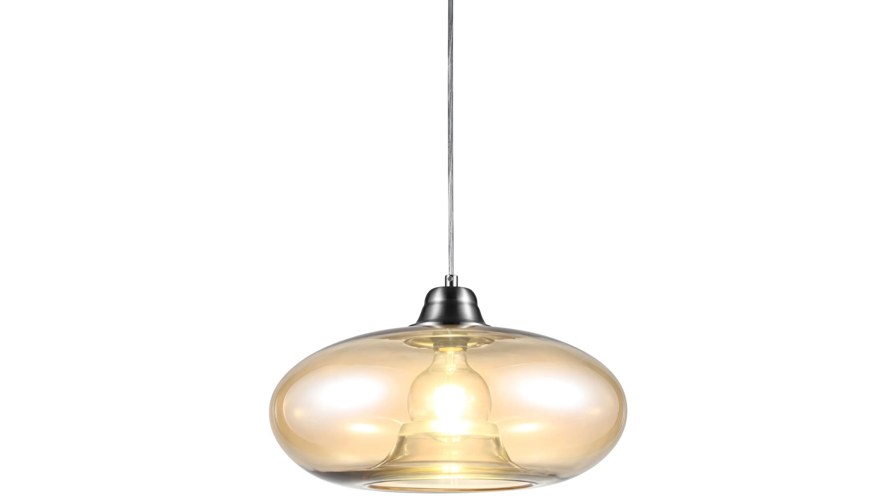 GLOBO Hängelampe Lille amberfarbenes Glas & Nickel  Durchmesser ca. 40 cm