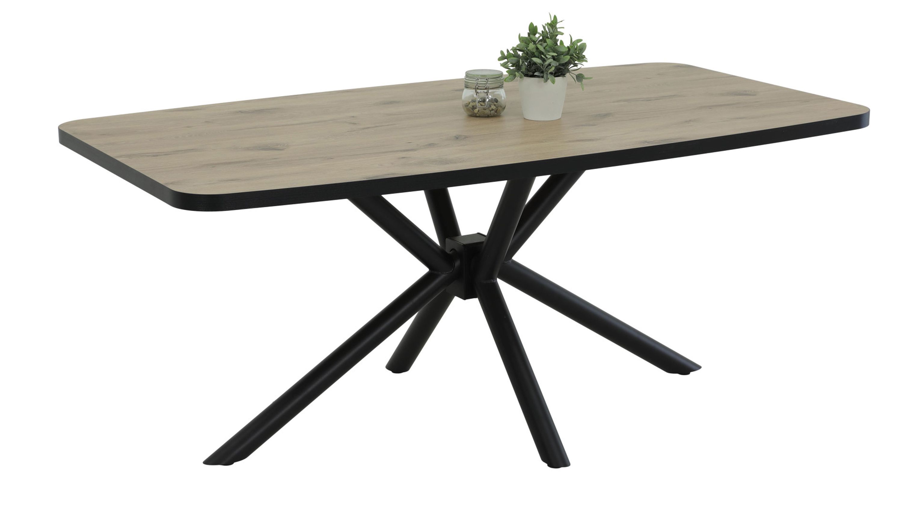 Esstisch Jana T Viking Oak & schwarzes Metall - ca. 180 x 100 cm