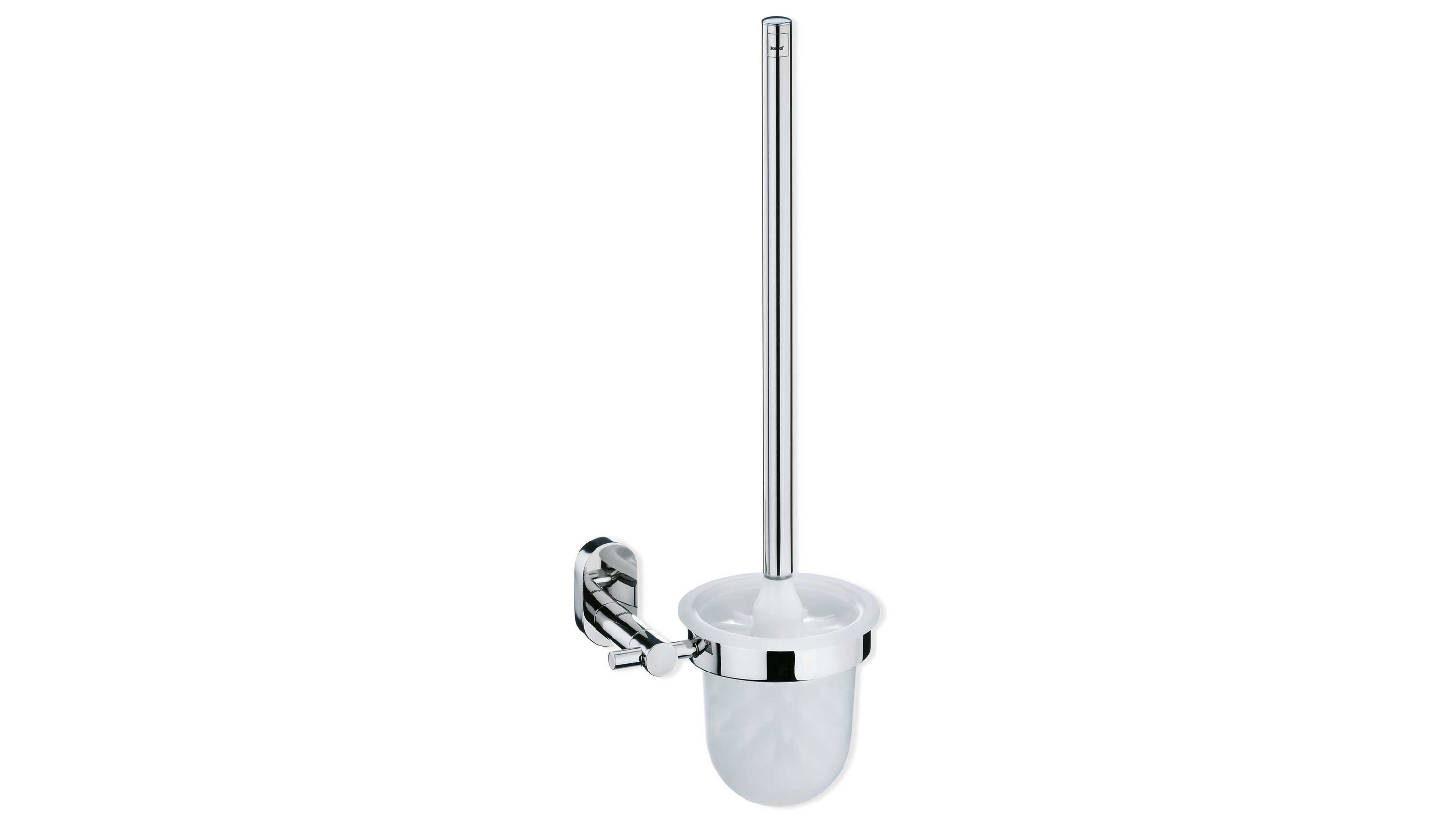 Toilettenbürste mit Halterung zum Anbringen an der Wand in weiß und silber