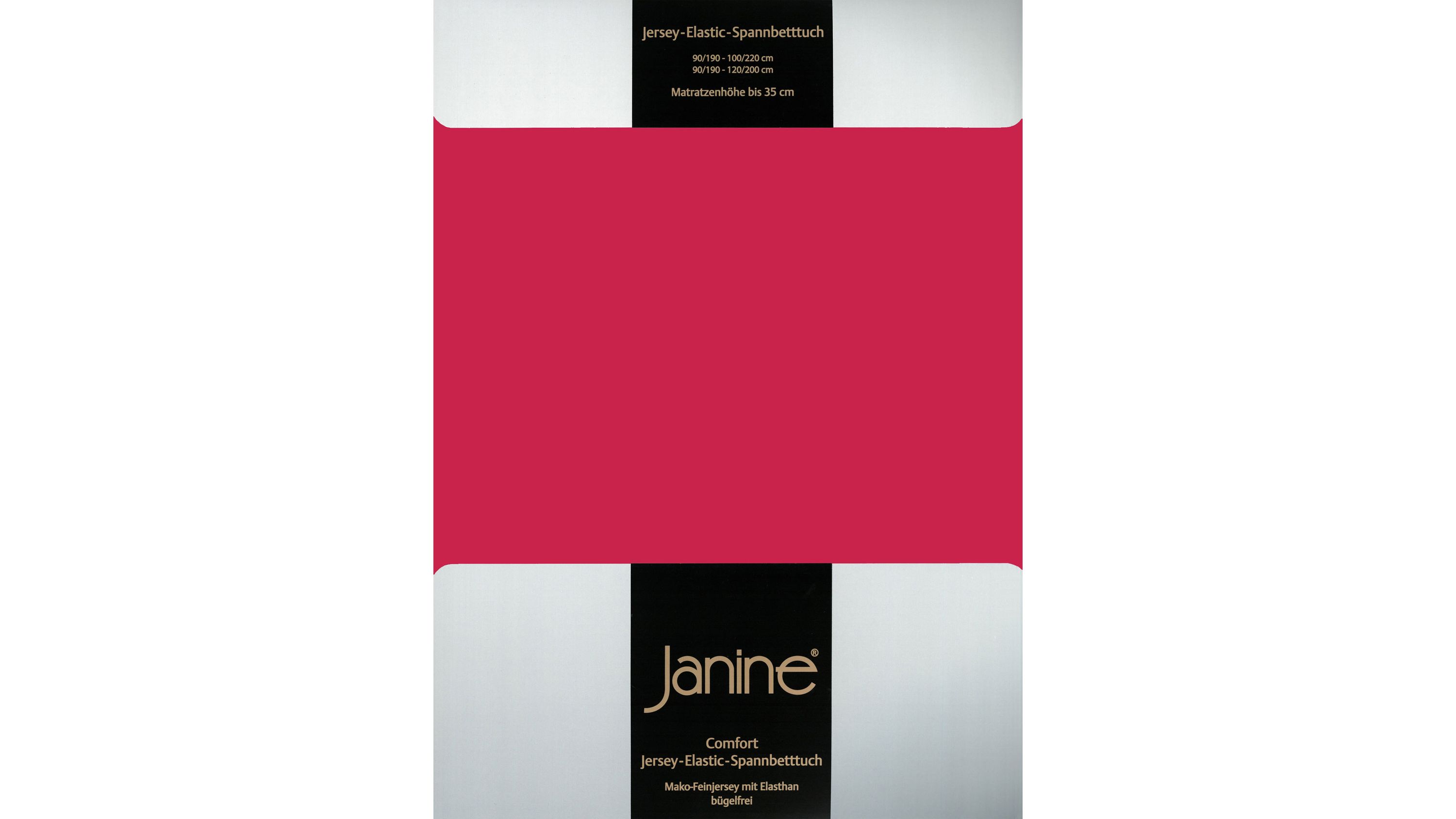 Rotes Jersey-Spannbettlaken mit elastischem Rand auf Verpackung