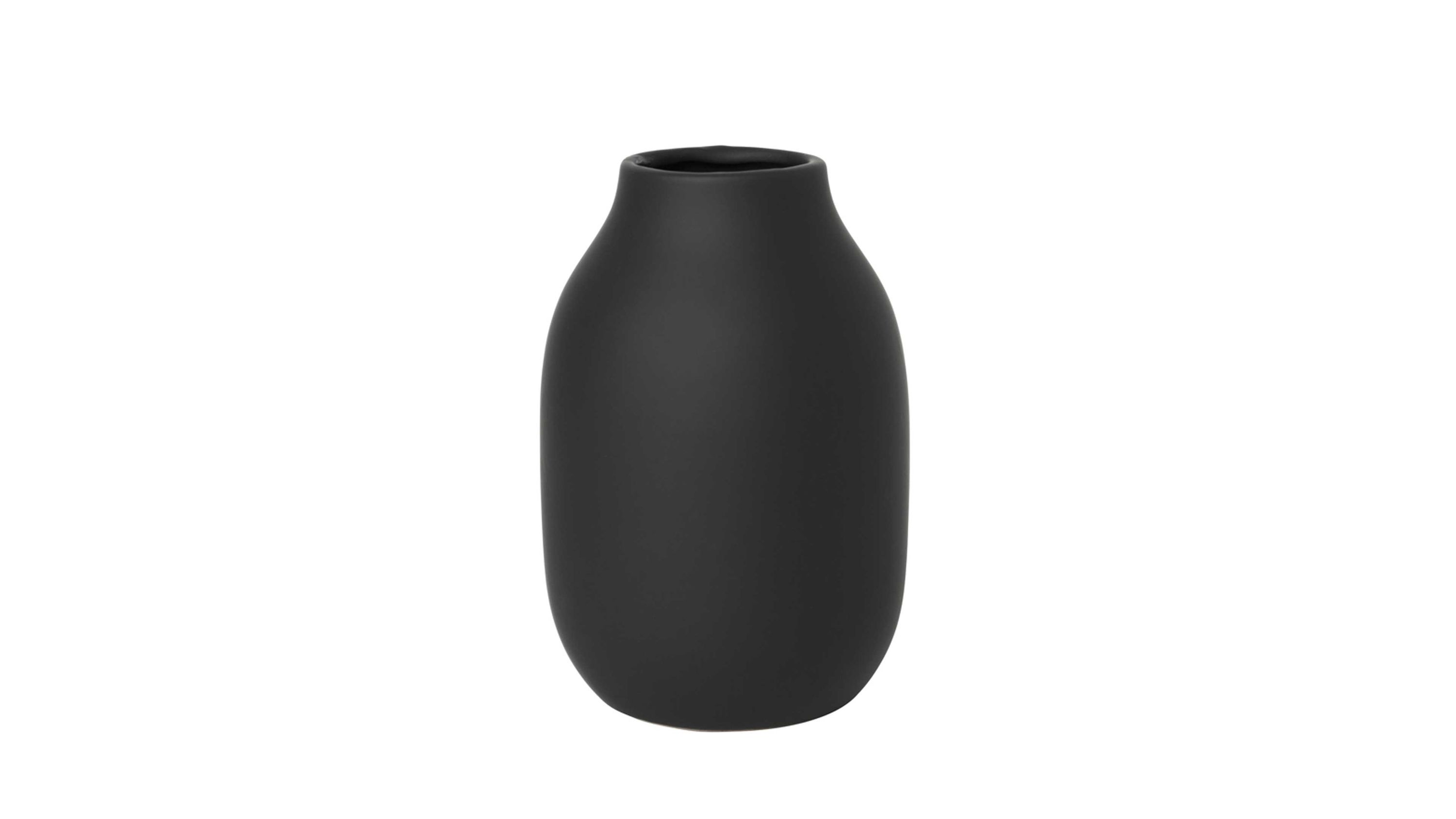 Dunkelgraue Vase mit bauchiger Form und schmalem Hals
