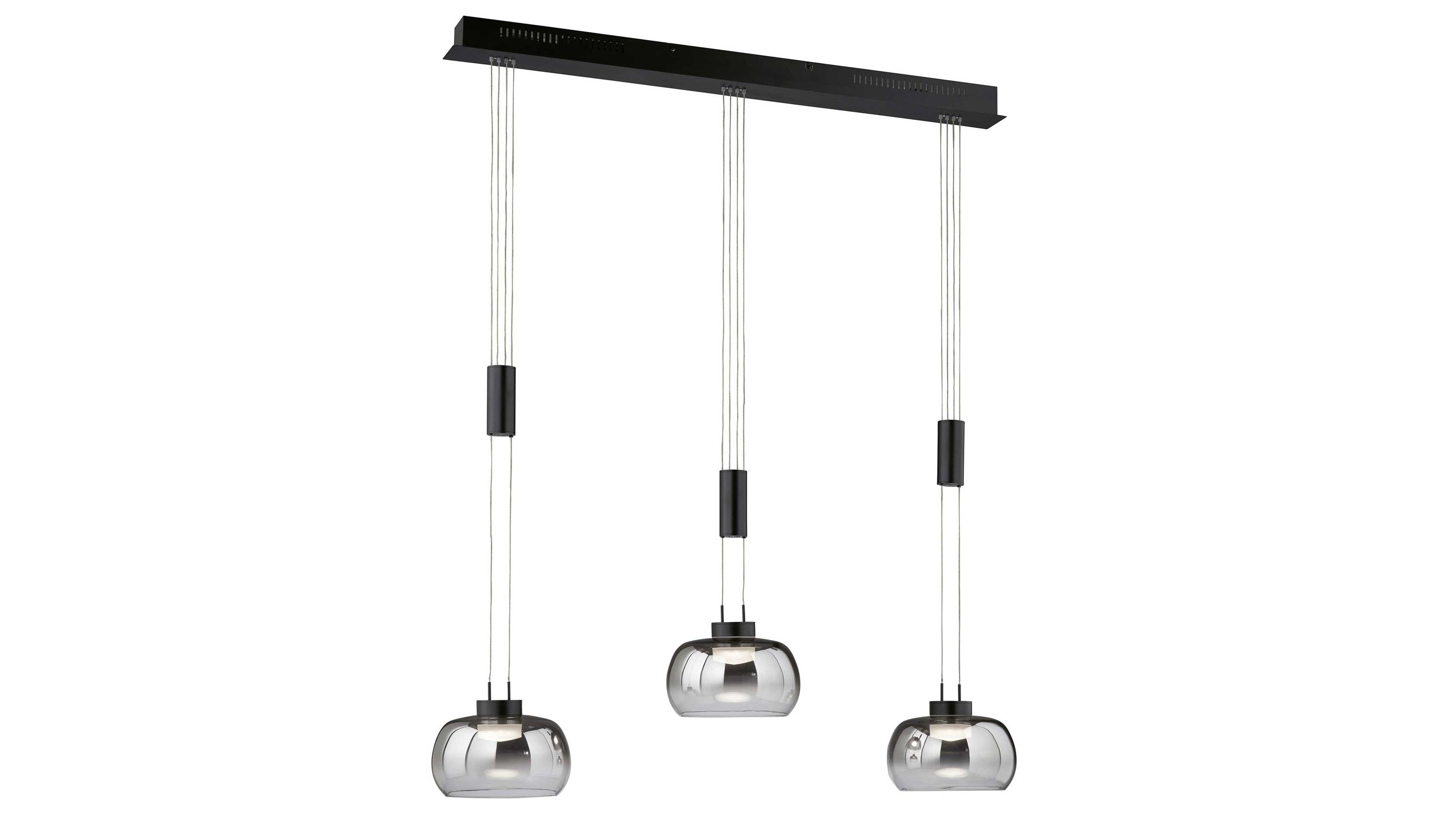 FH Pendelleuchte bzw. Hängelampe Arosa Rauchglas & sandschwarzes Metall - Länge ca. 98 cm