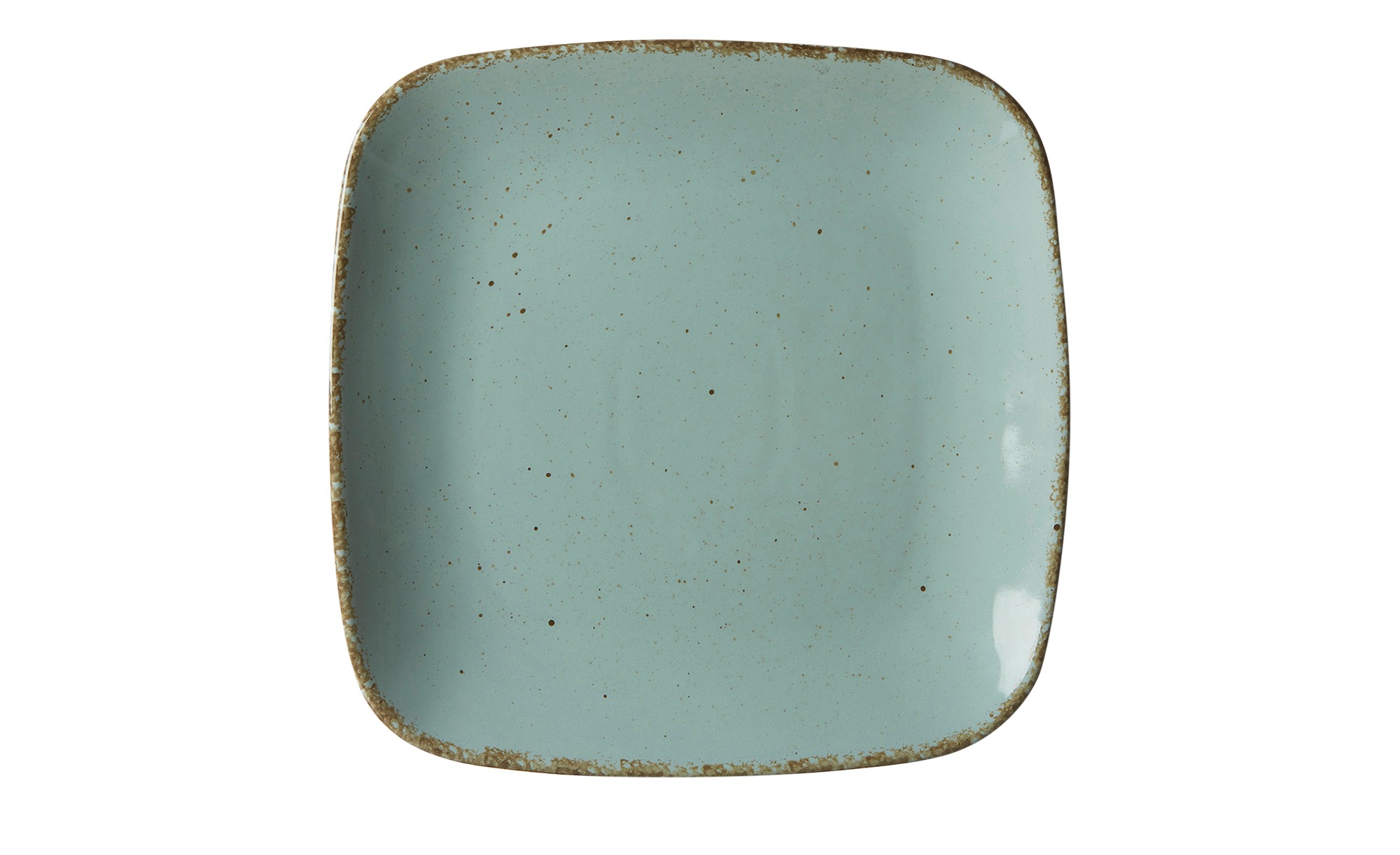 Quadratischer Dessertteller in Blau-Türkis mit dezentem Vintage-Rand