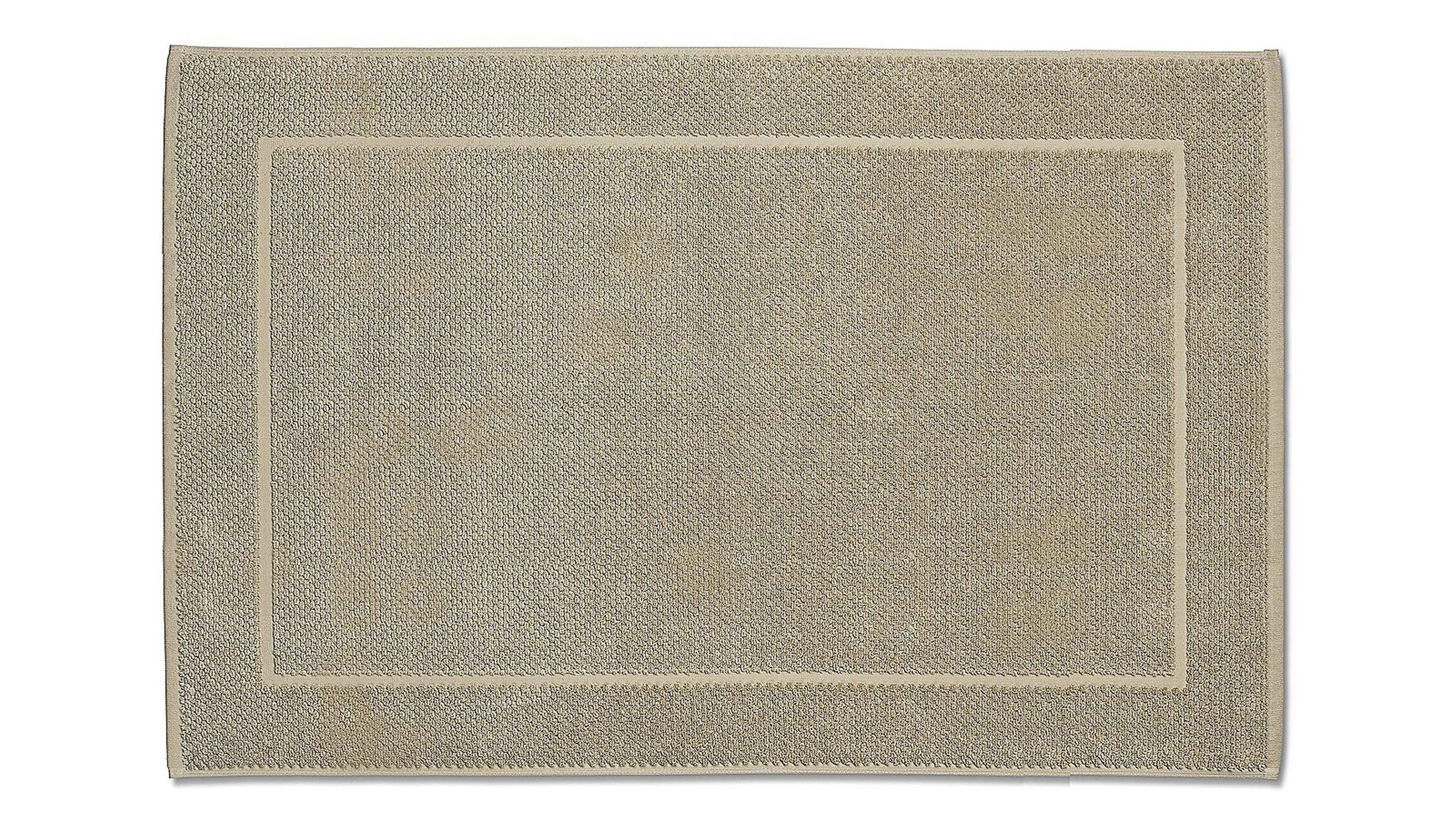 Rechteckige Badematte in beige mit einfachem Rahmenmuster