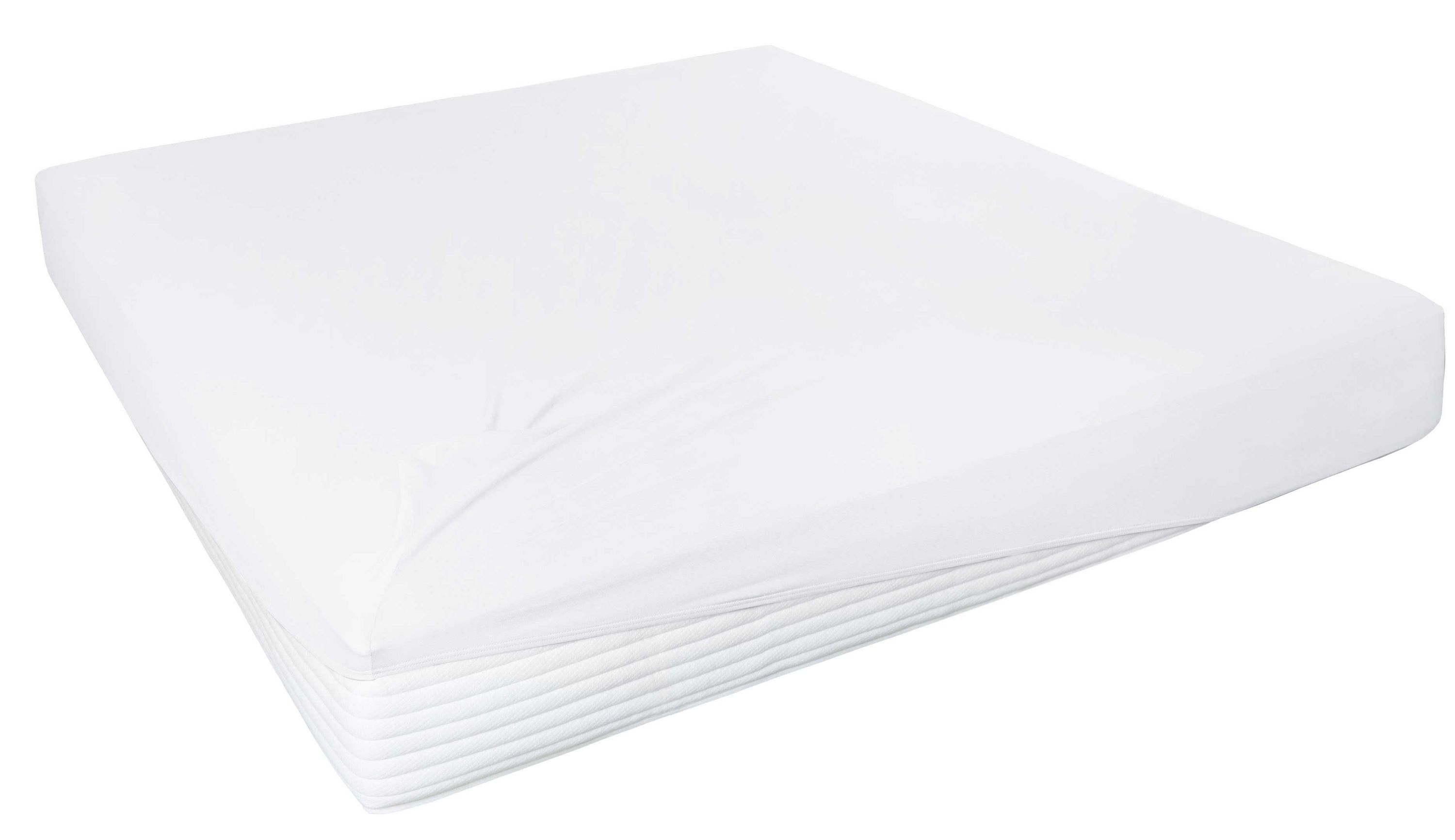 Weißes Spannbettlaken für Boxspringmatratzen glatt und gefaltet
