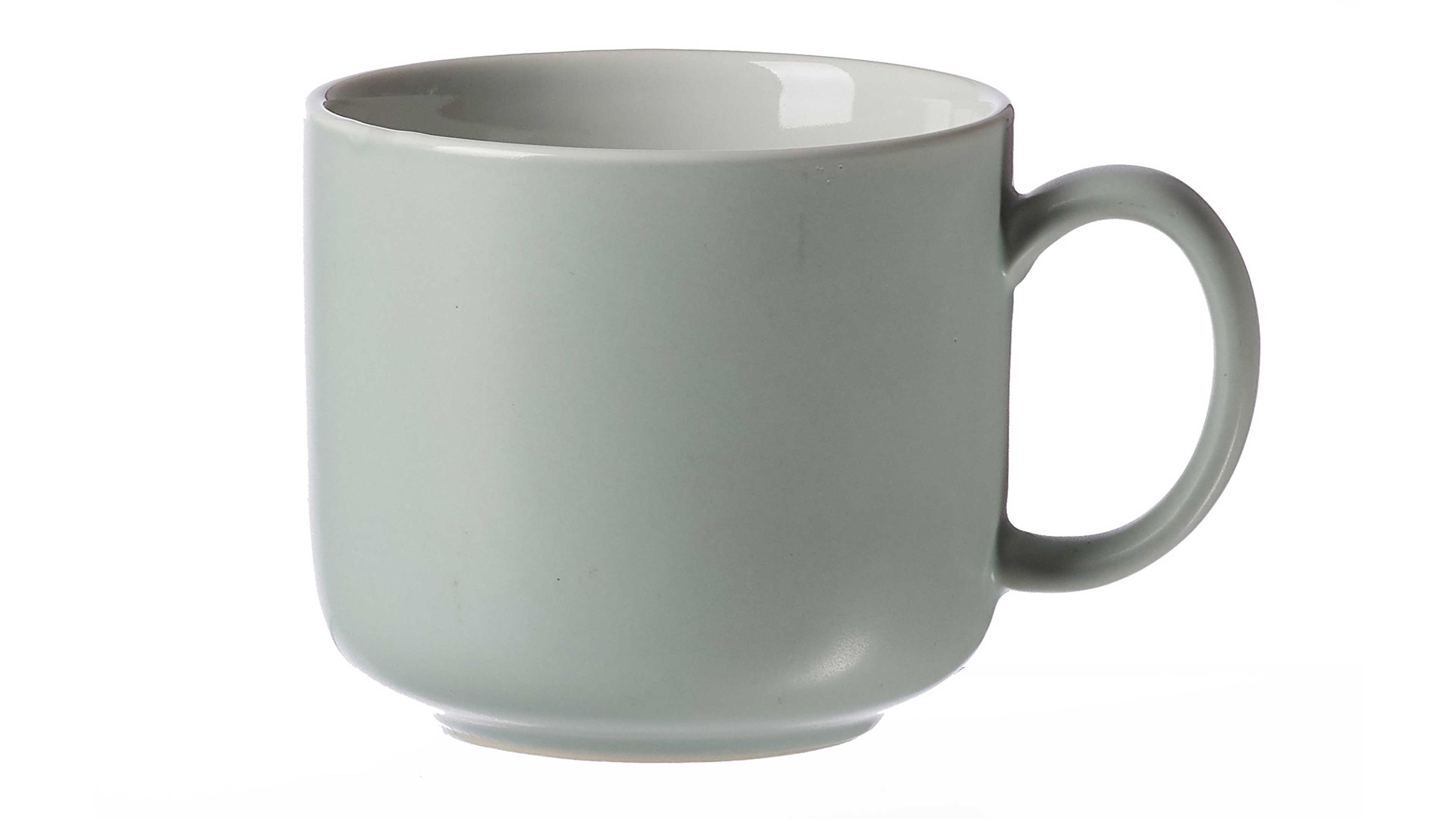 Runde Kaffeetasse mit Henkel in mintgrün