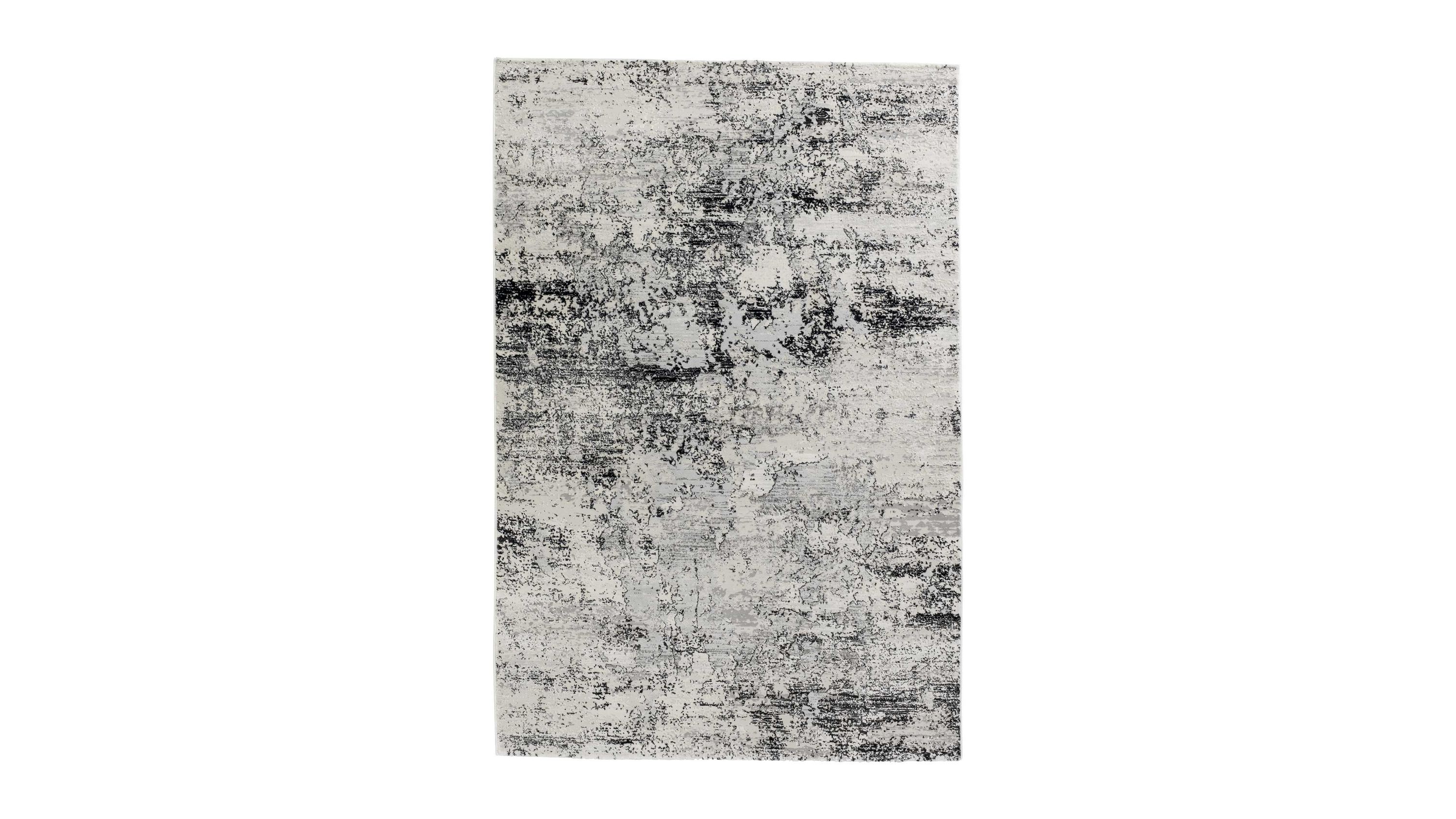 Rechteckiger Teppich mit abstraktem Muster in Blau und Creme