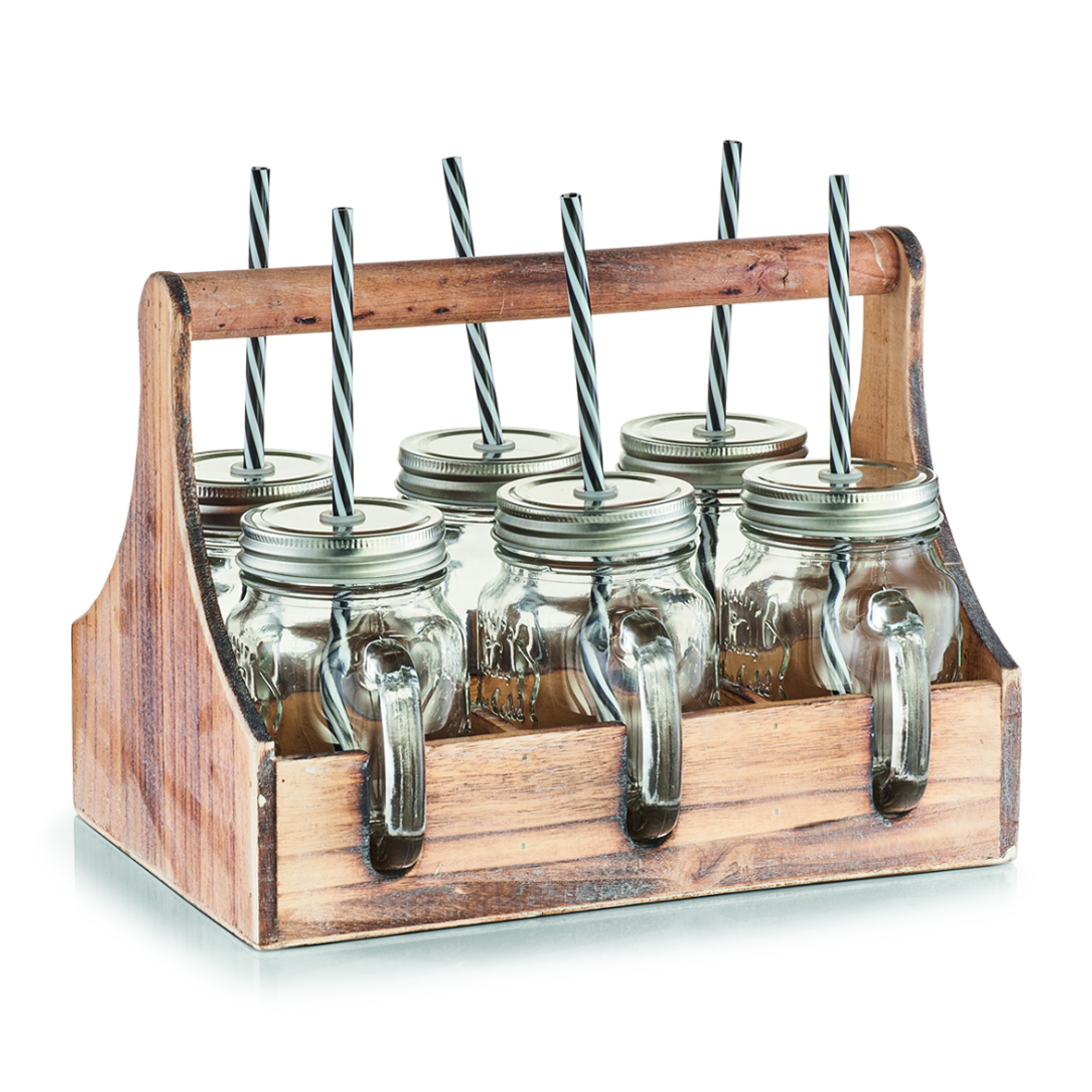 Trinkgläser-Set Glas & Holz - siebeteilig