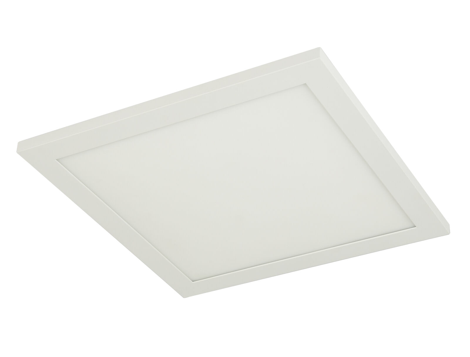 Dunkelgraue  quadratische Deckenleuchte mit klaren Kanten  flach montiert  moderne Optik  frontal fotografiert