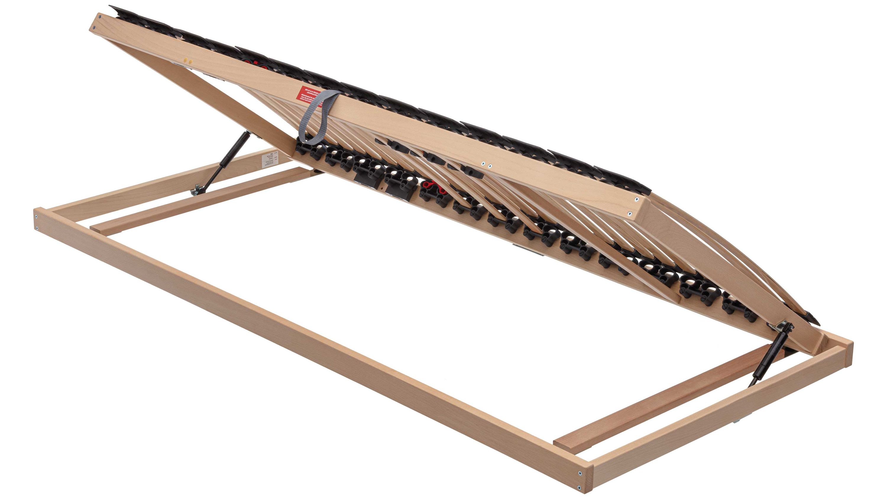 Lattenrost mit verstellbarem Holzrahmen und Hebehilfe in beige