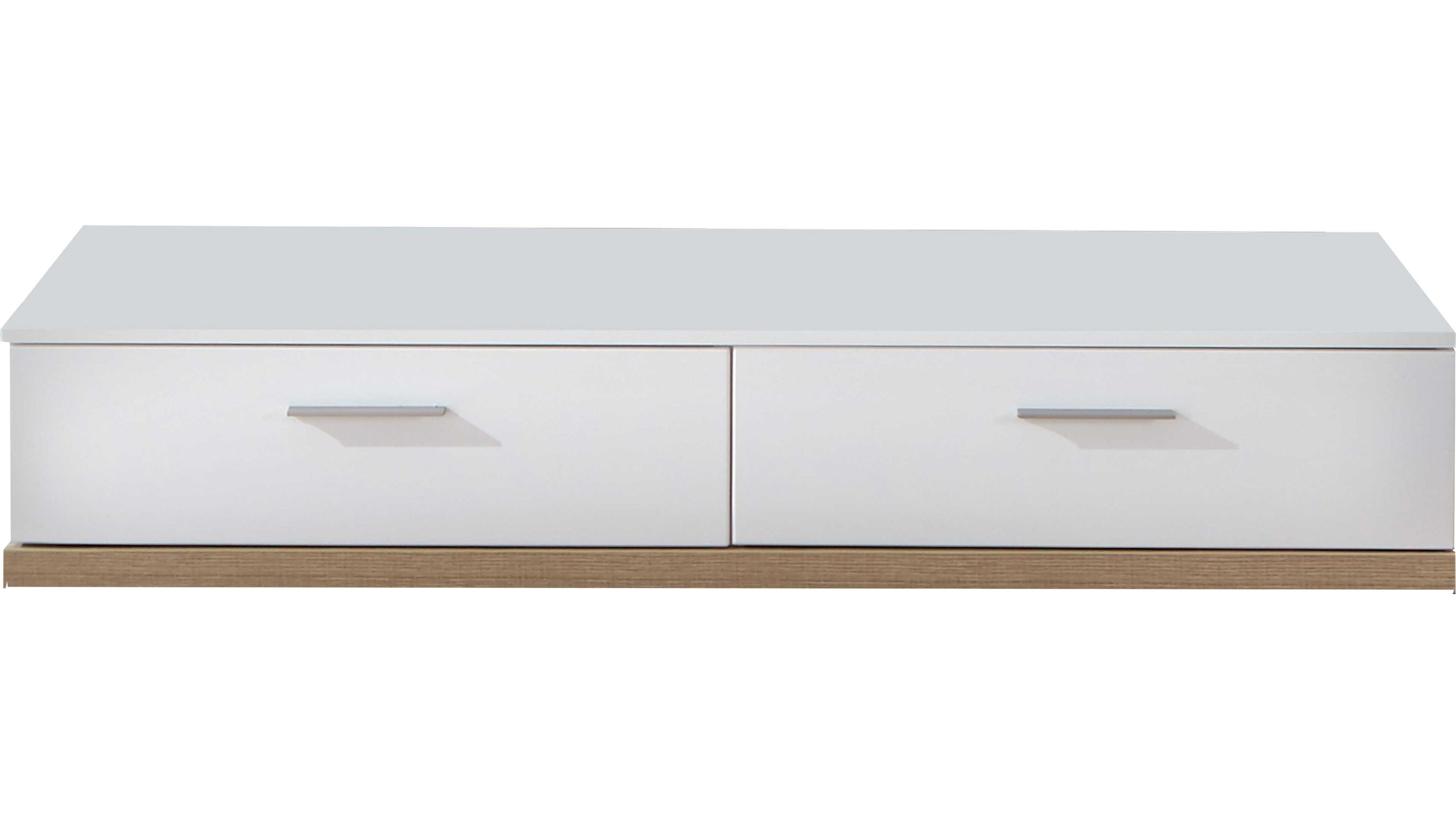 Medien-Lowboard Manhattan Weiß & Eiche sägerau  zwei Schubladen, Länge ca. 105 cm